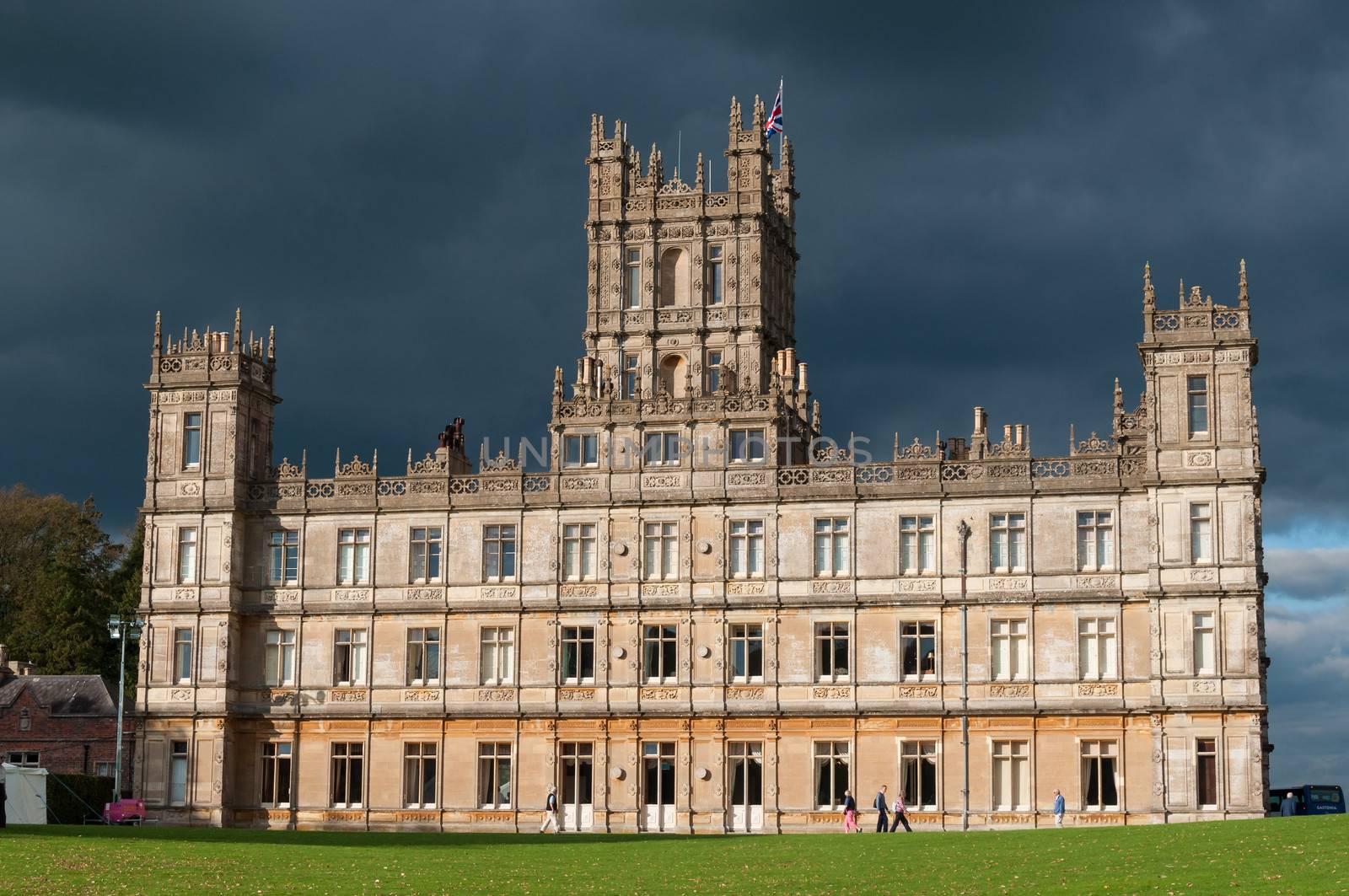 NEWBURY, UK - CIRCA OCTOBER 2011: Highclere Castle is the main setting for the ITV period drama Downton Abbey. Downton Abbey is broadcasted in more than 100 countries.