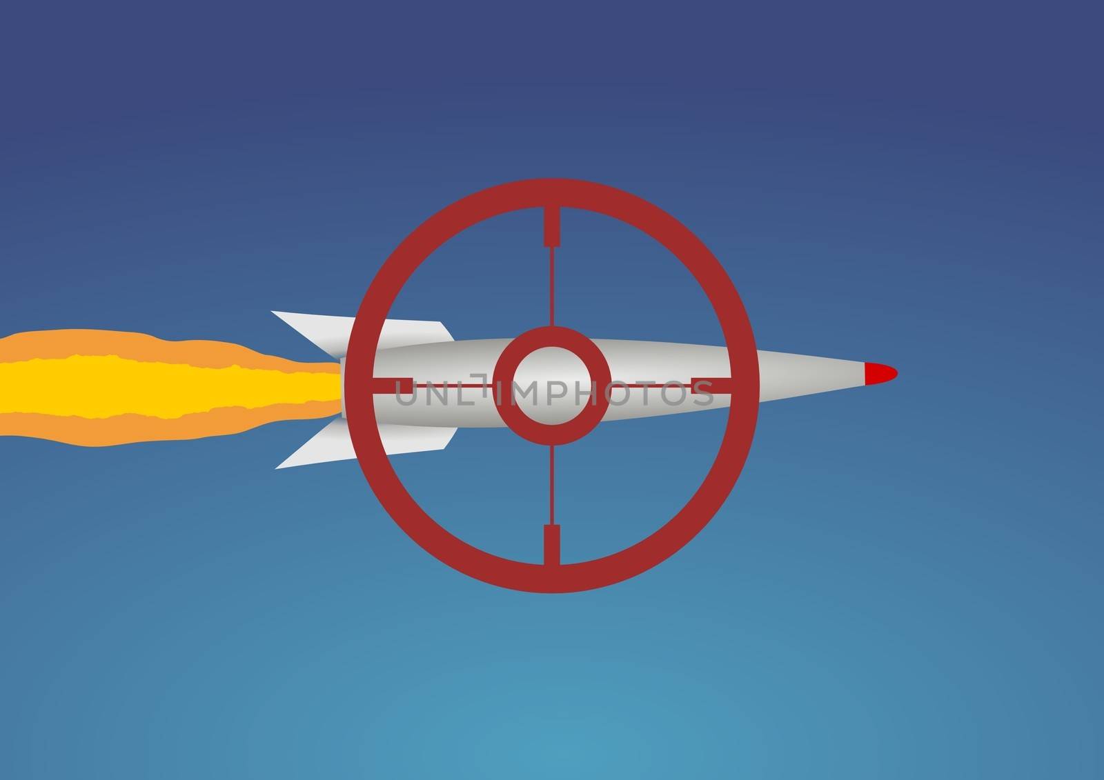 Illustration of a missile with a red target