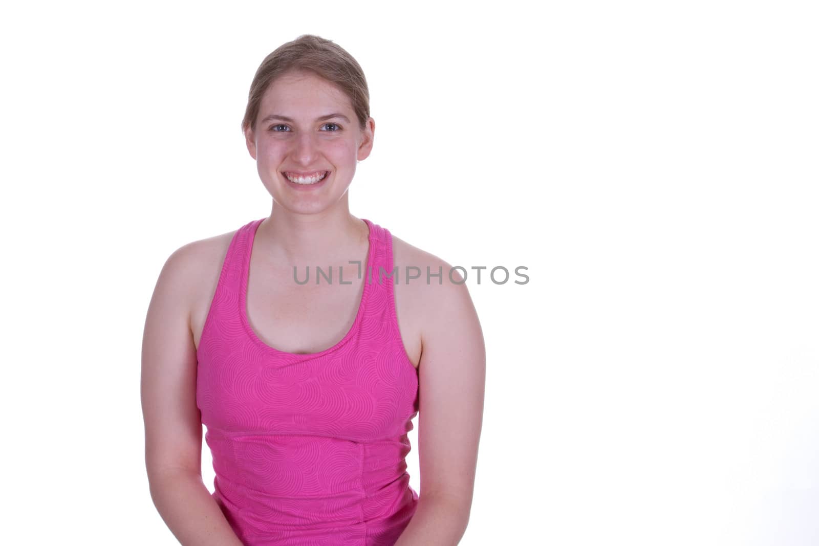 A young woman in Yoga clothes.