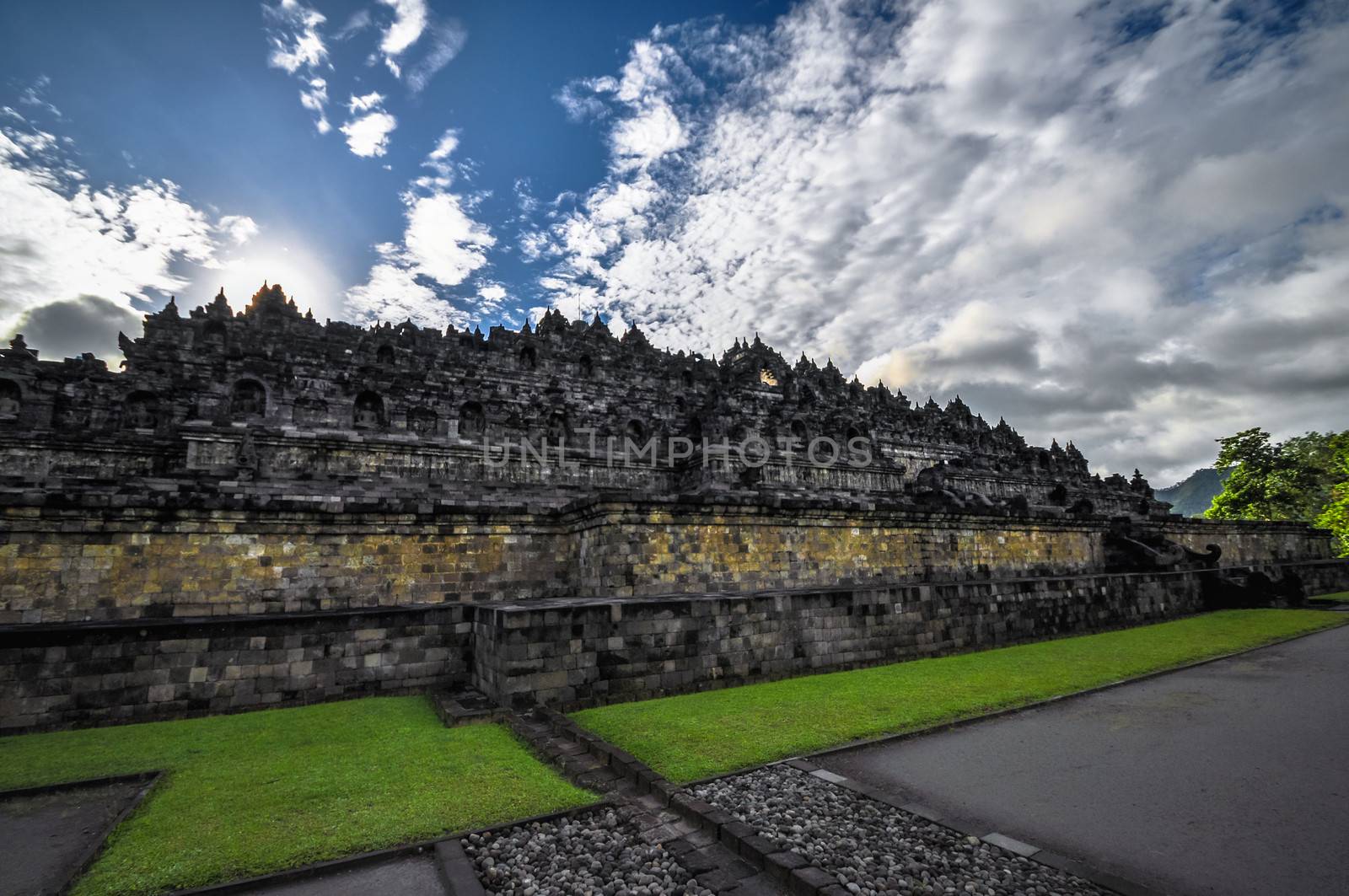 Buddist temple Borobudur complex in Yogjakarta in Java by weltreisendertj