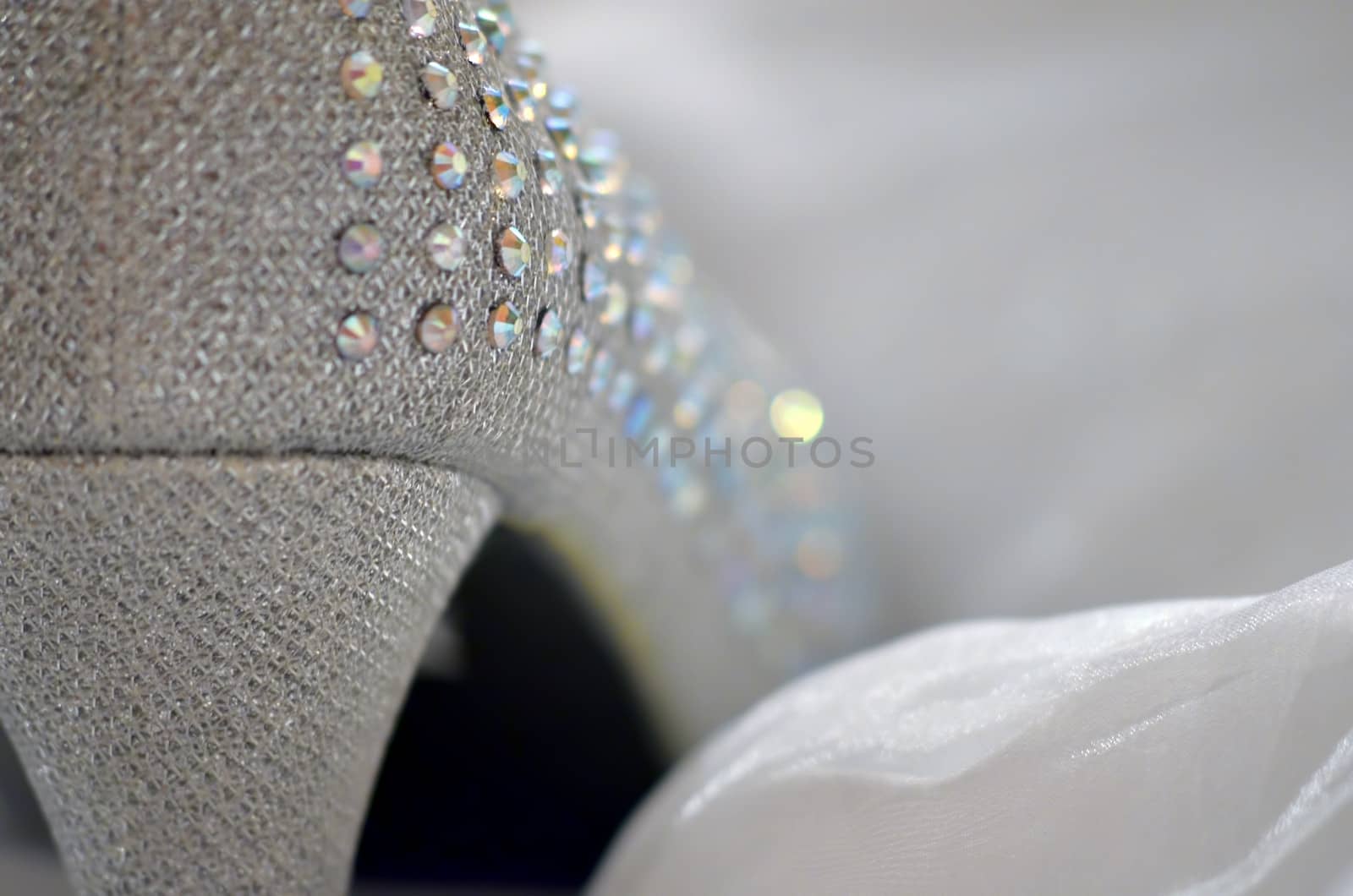 Beaded wedding shoes shot from behind