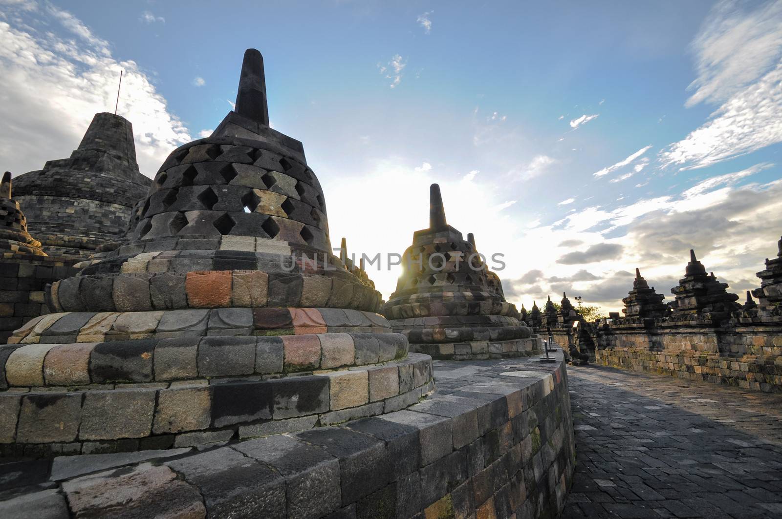 Buddist temple Borobudur heritage complex in Yogjakarta in Java by weltreisendertj