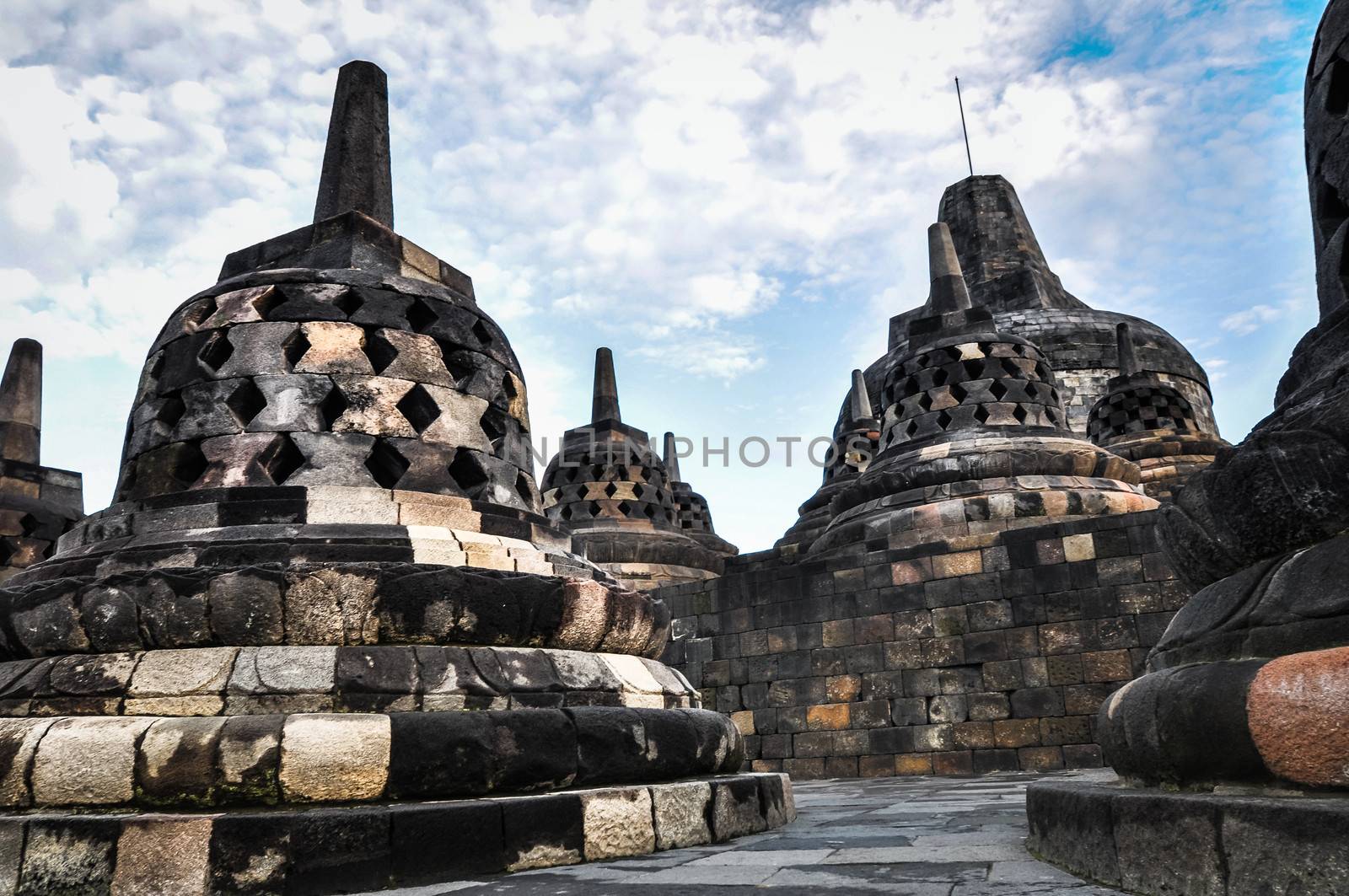 Buddist temple Borobudur UNESCO World Heritage complex in Yogjakarta in Java, indonesia