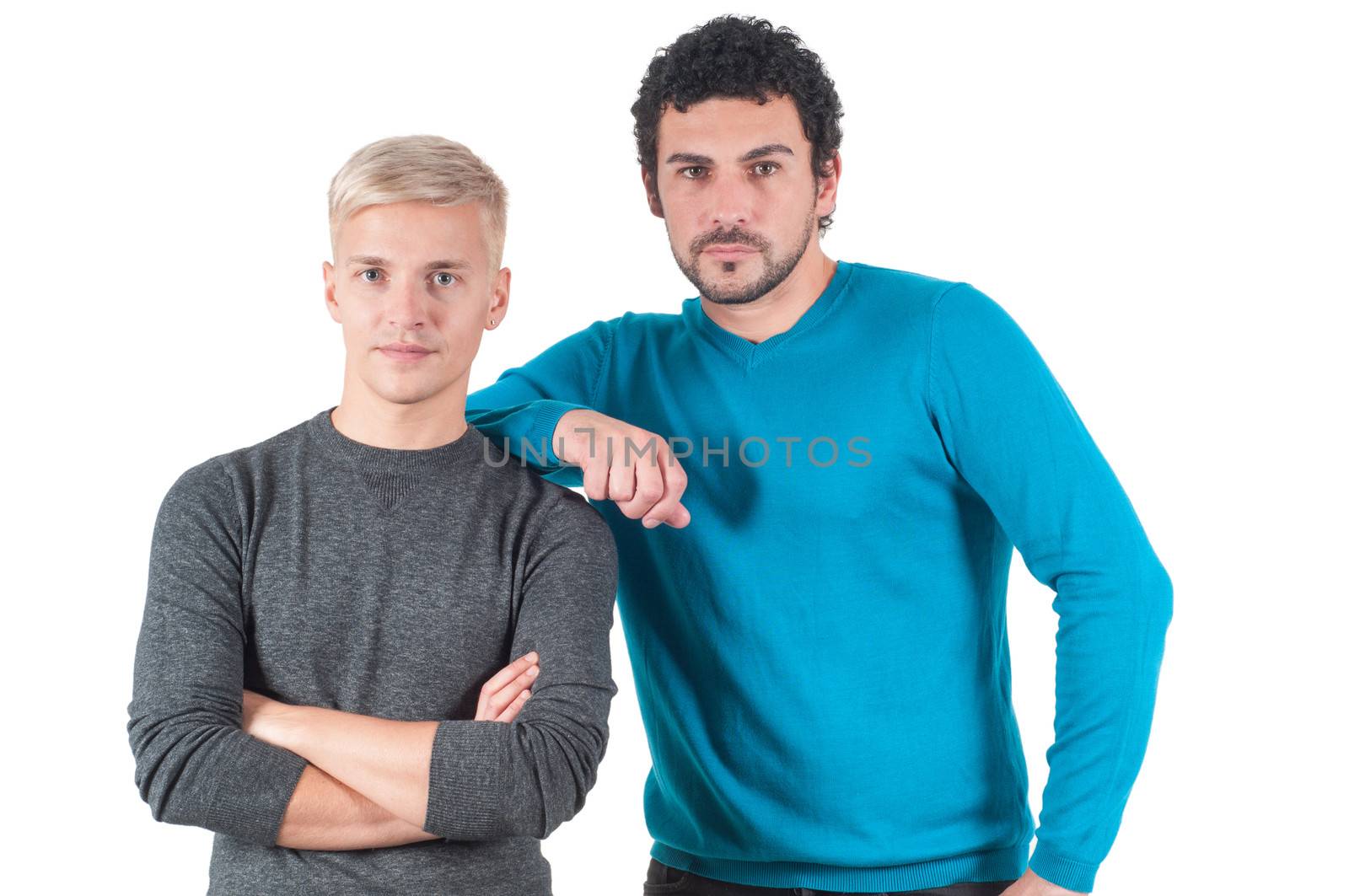 Two young caucasian men, isolated on white