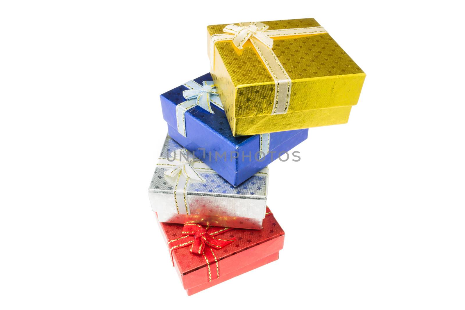 Gift box set in high angle view for Christmas, Thanksgiving, Birthday, Holiday, New year and other important festival.