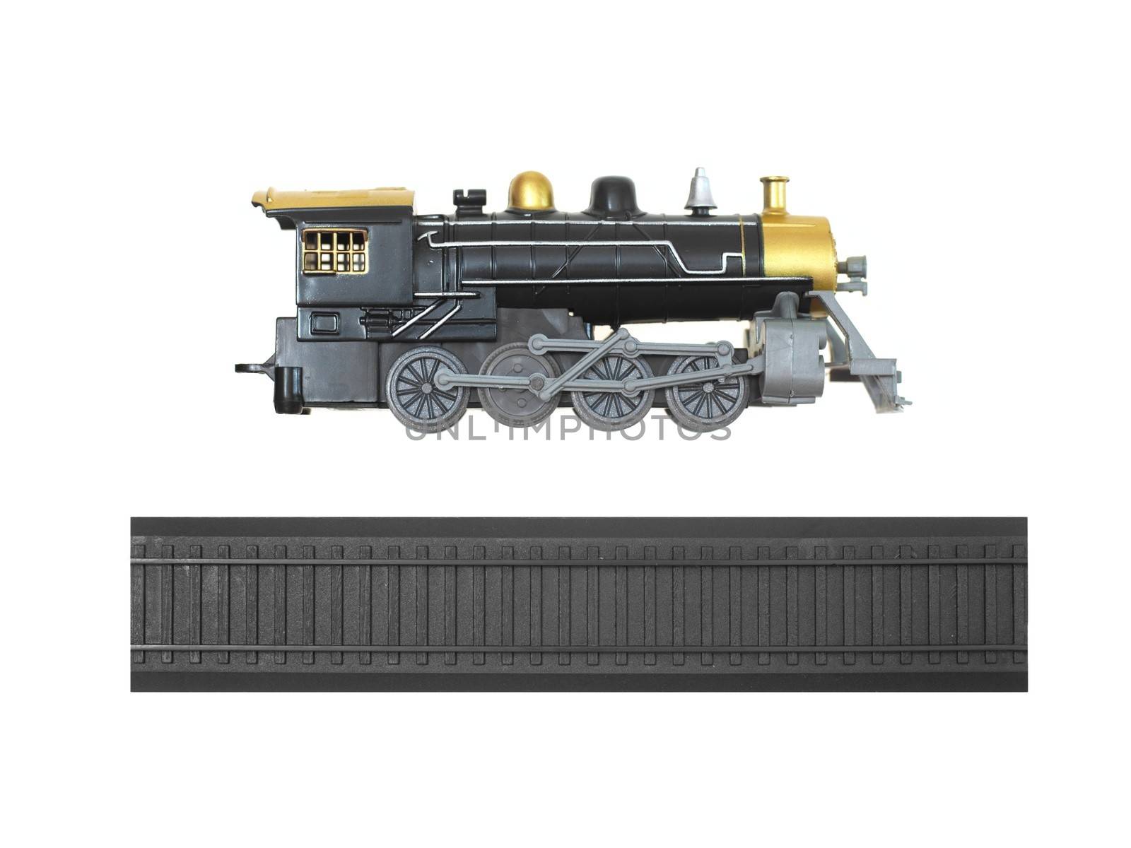 A toy train isolated against a white background