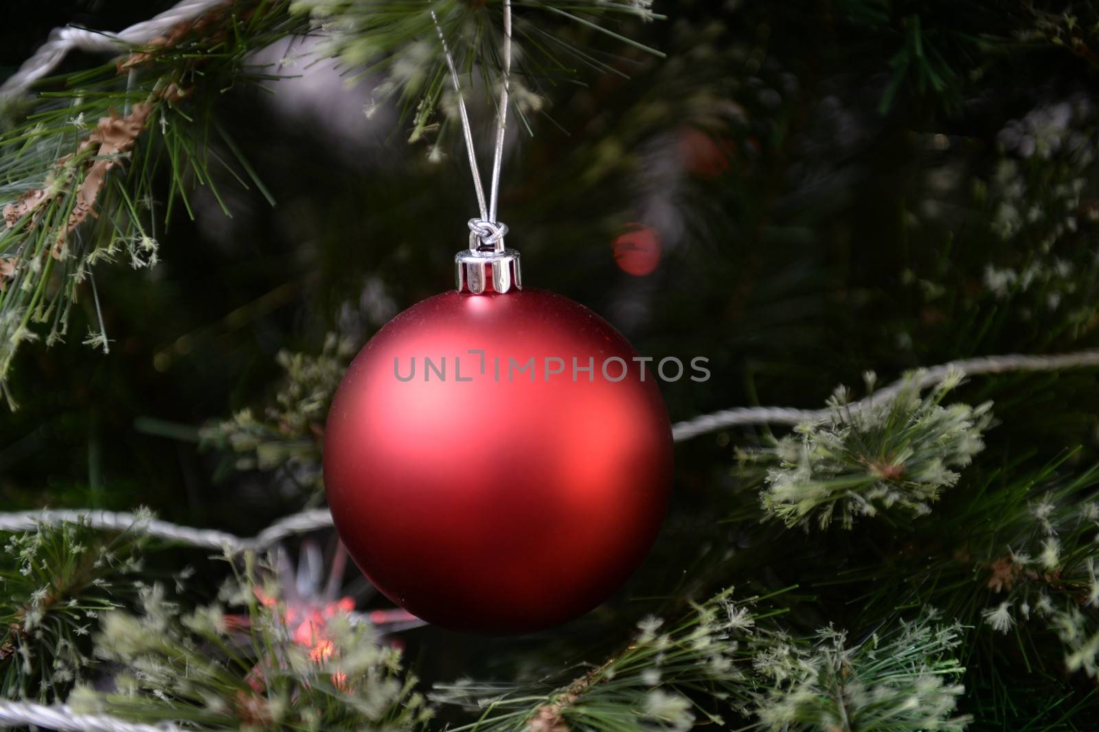 A close up shot of christmas treedecorations