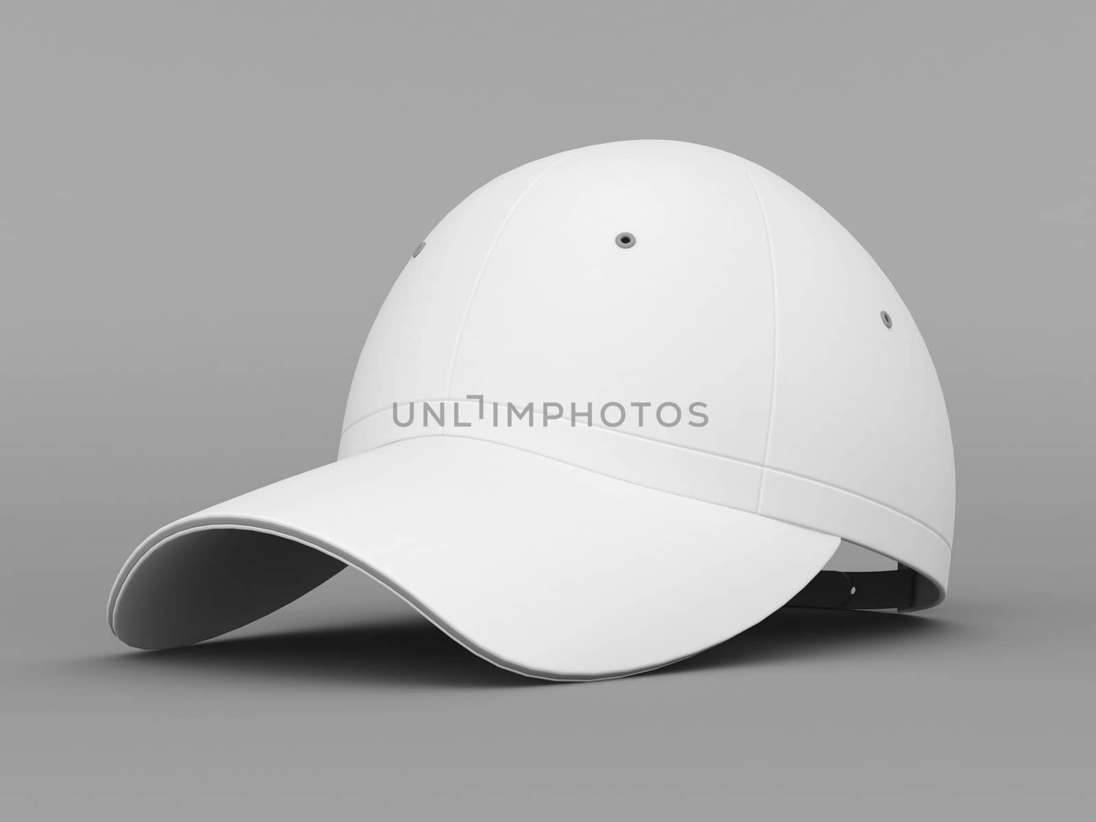 White baseball cap on gray background