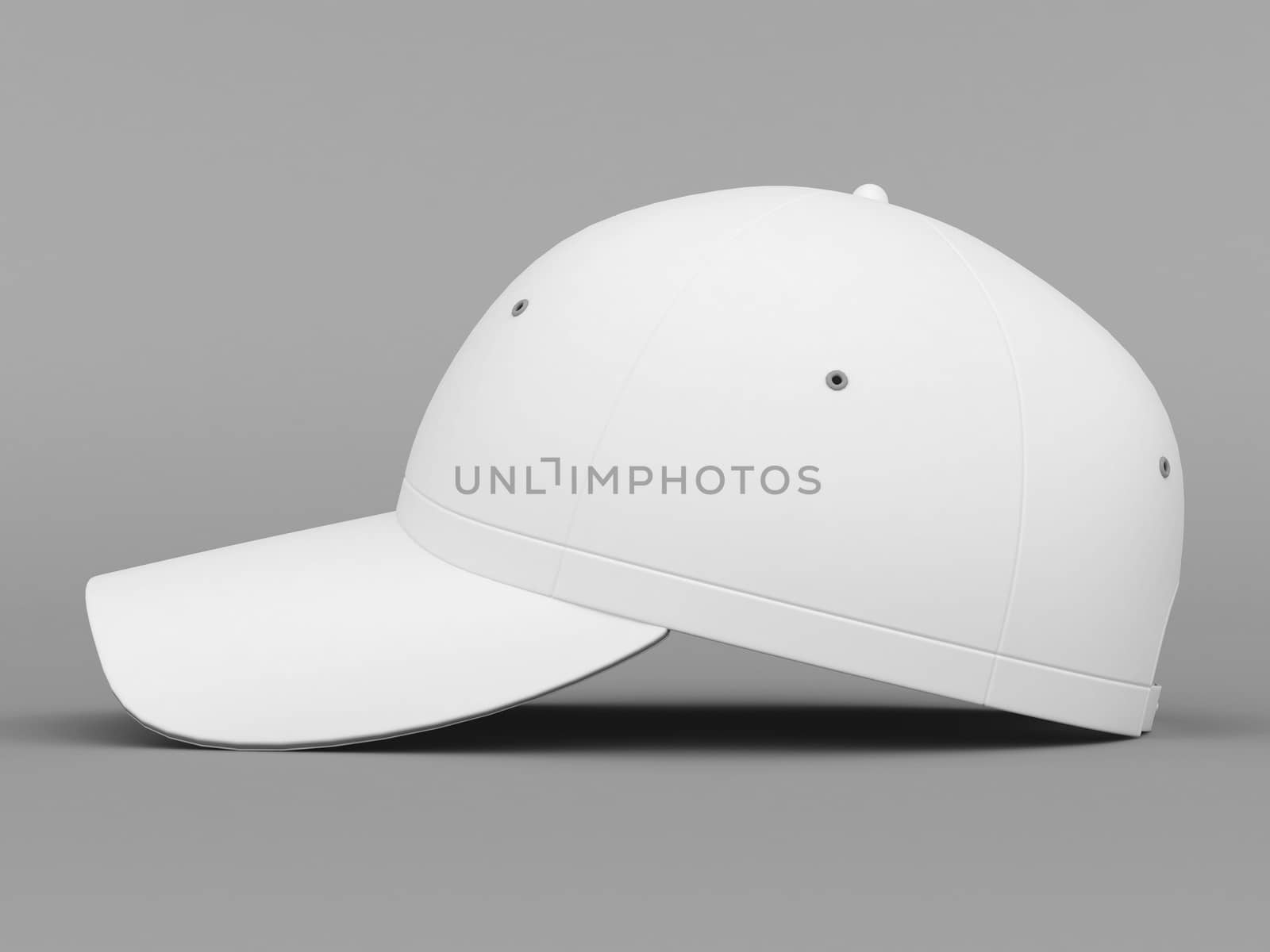 White baseball cap on gray background