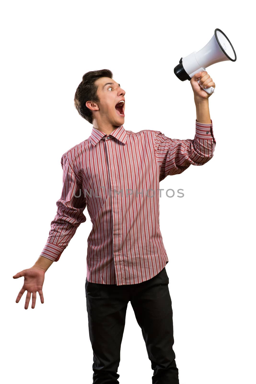 man yells into a megaphone by adam121