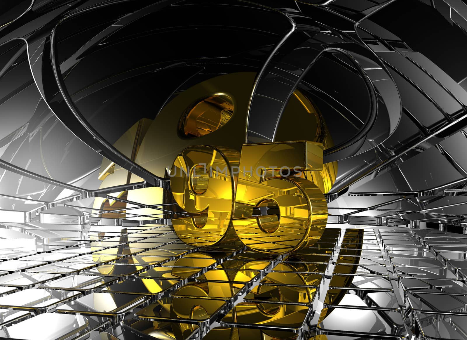 number ninety five in abstract futuristic space - 3d illustration