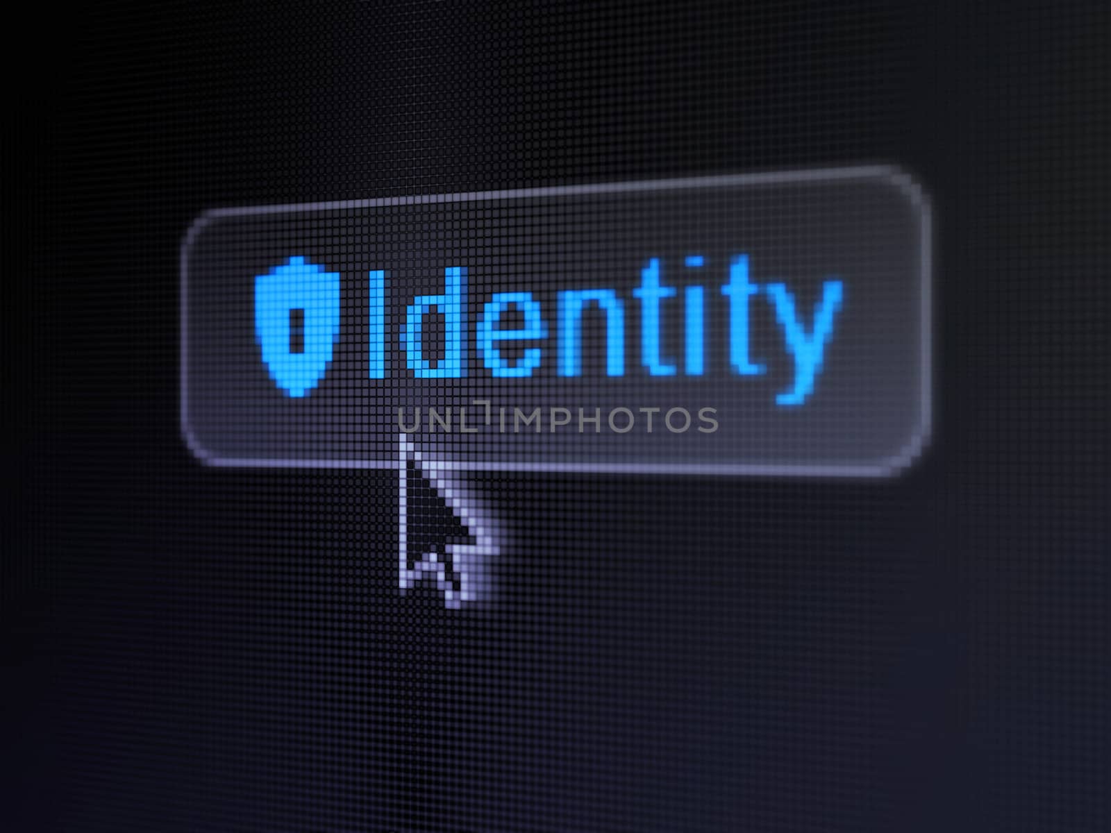 Protection concept: Identity and Shield With Keyhole on digital button background by maxkabakov