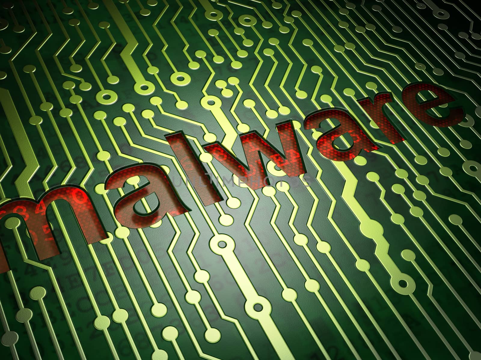 Privacy concept: Malware on circuit board background by maxkabakov