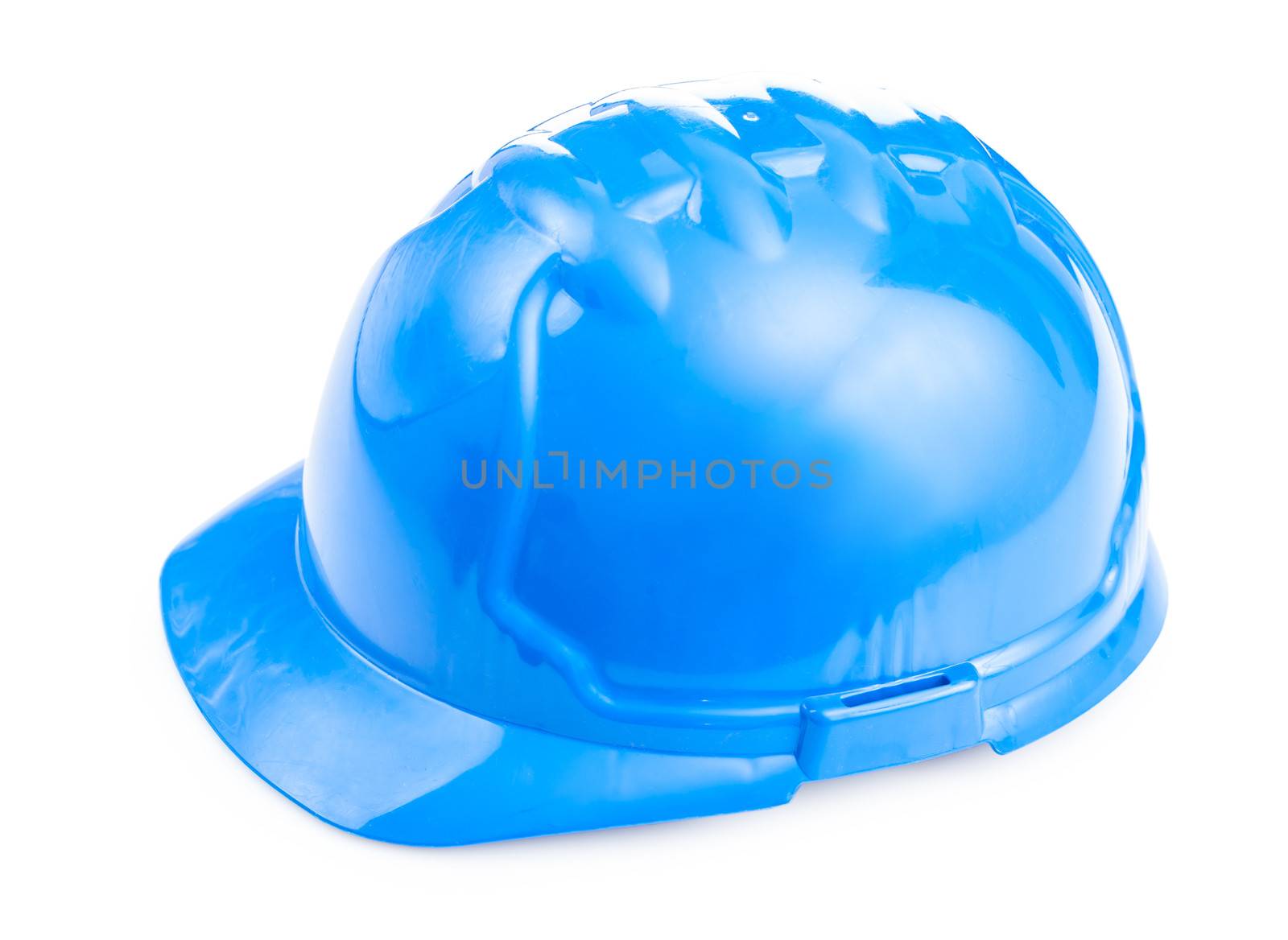 blue hard hat isolated by mihalec