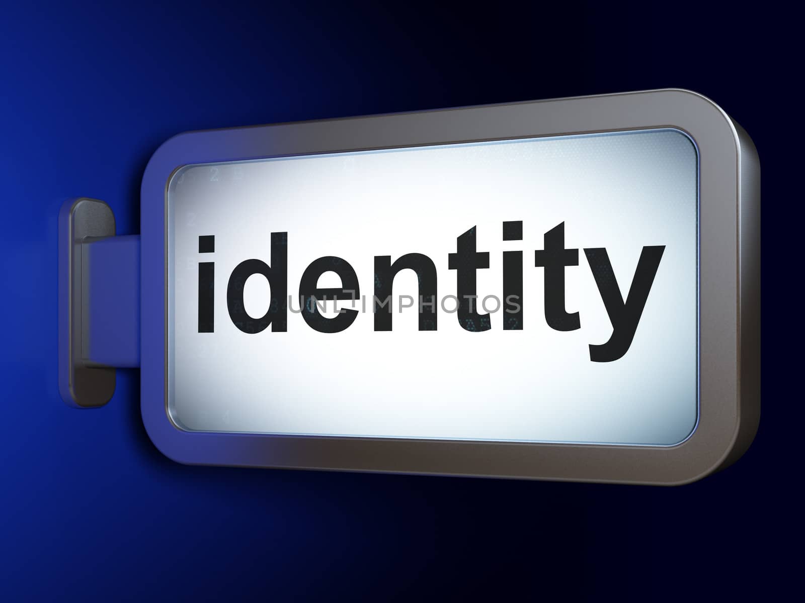 Safety concept: Identity on advertising billboard background, 3d render