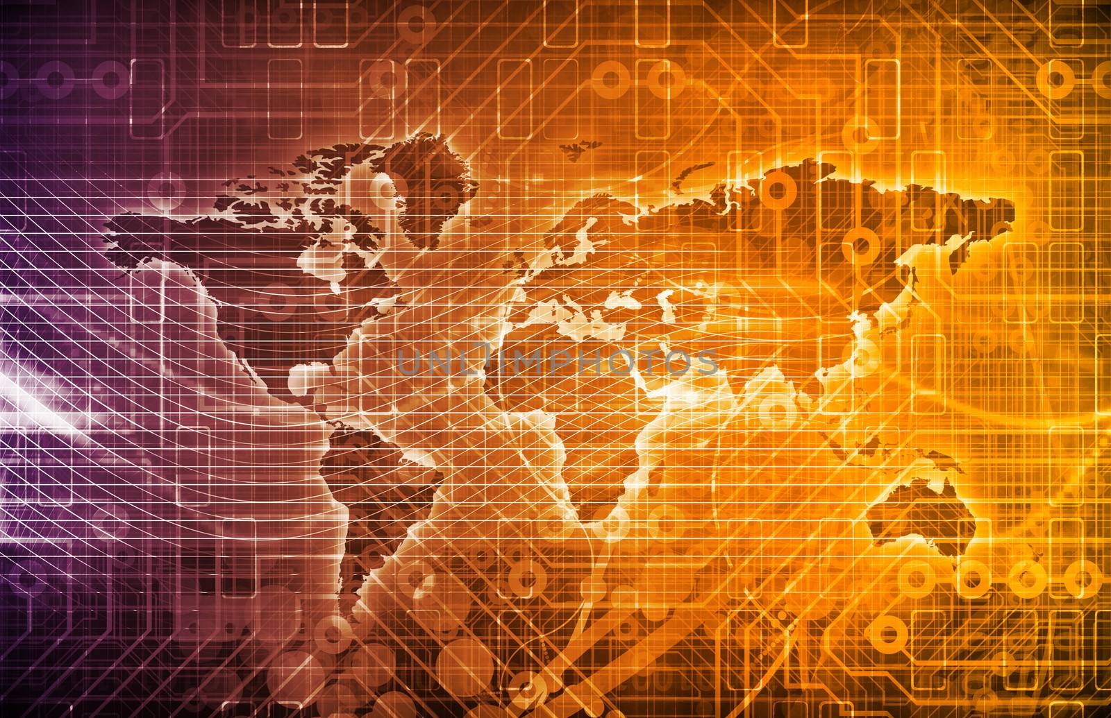 Global Digital Technology Concept with Monitors Screens