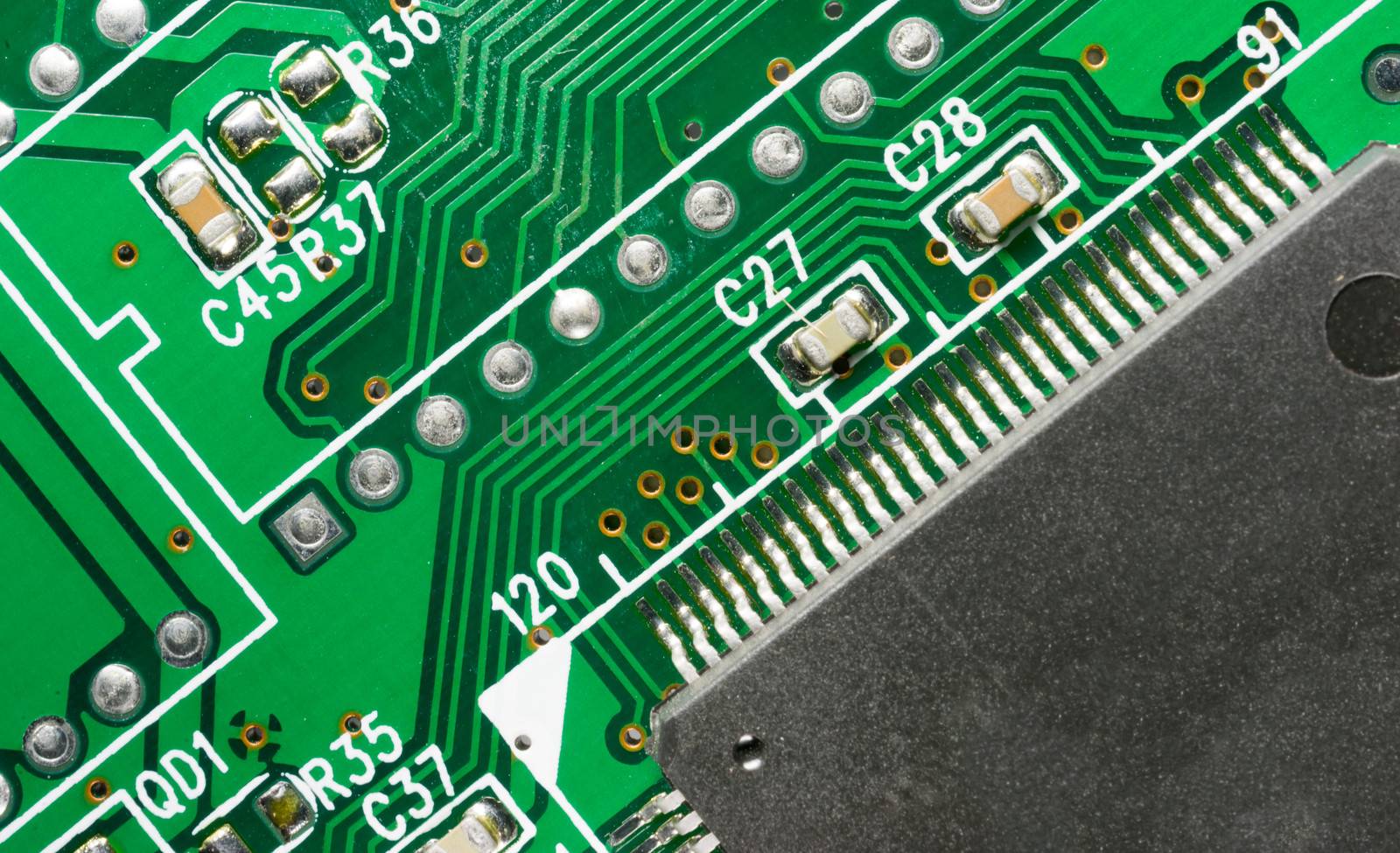 Close up macro view of a computer component
