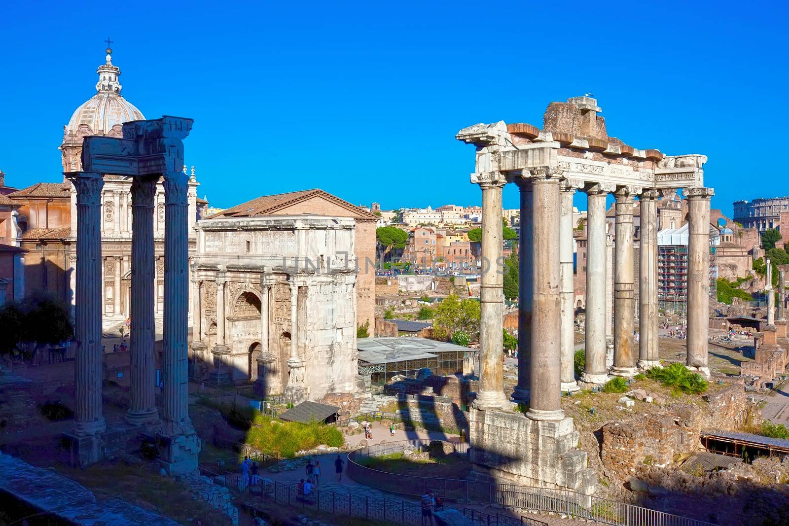 Ruins of famous ancient Roman Forum in Rome, Italy