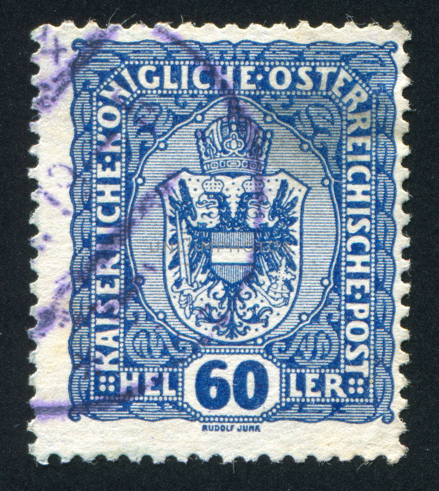 AUSTRIA - CIRCA 1916: stamp printed by Austria, shows crown and eagle, circa 1916