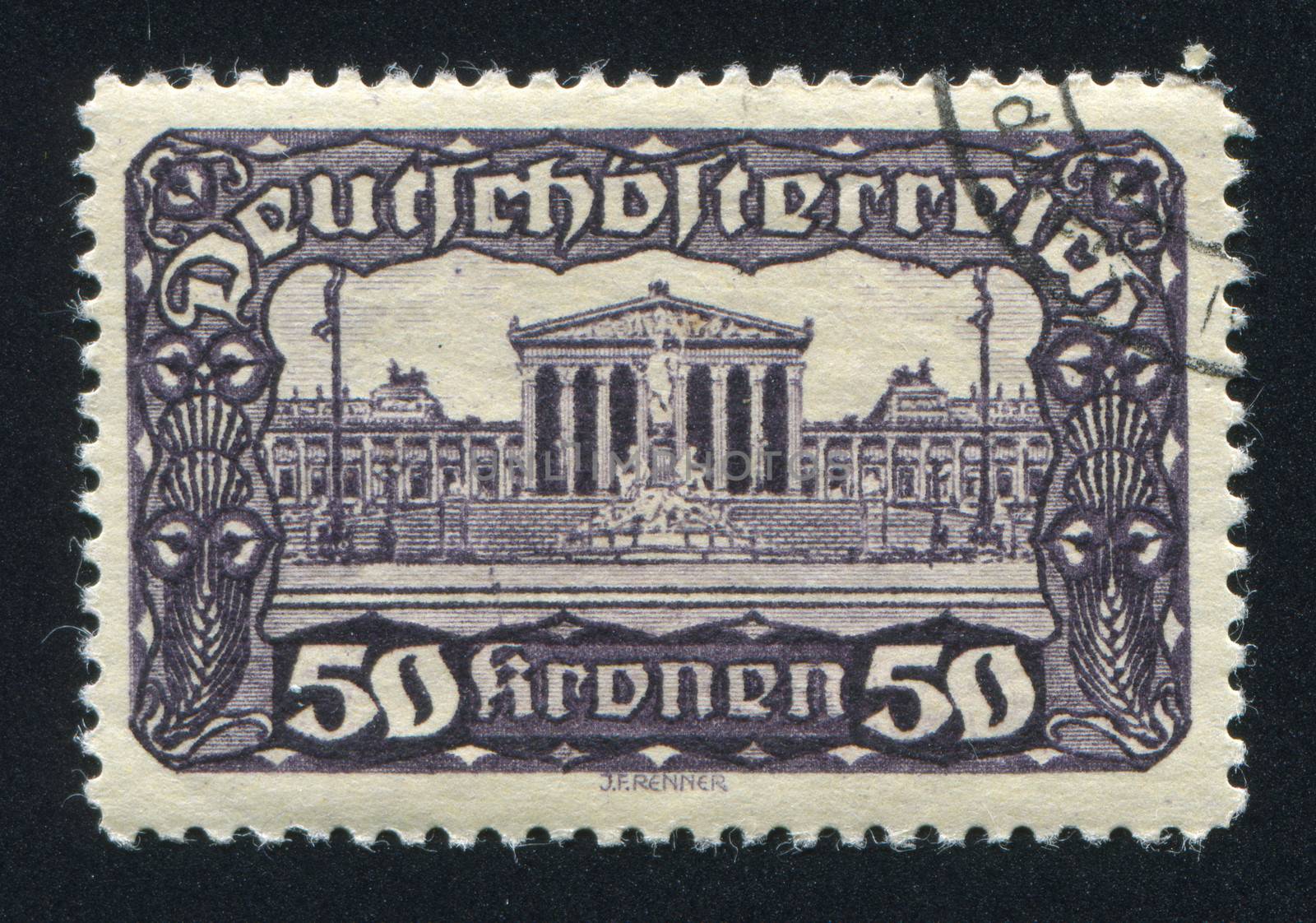 AUSTRIA - CIRCA 1919: stamp printed by Austria, shows Parliament
Building, circa 1919