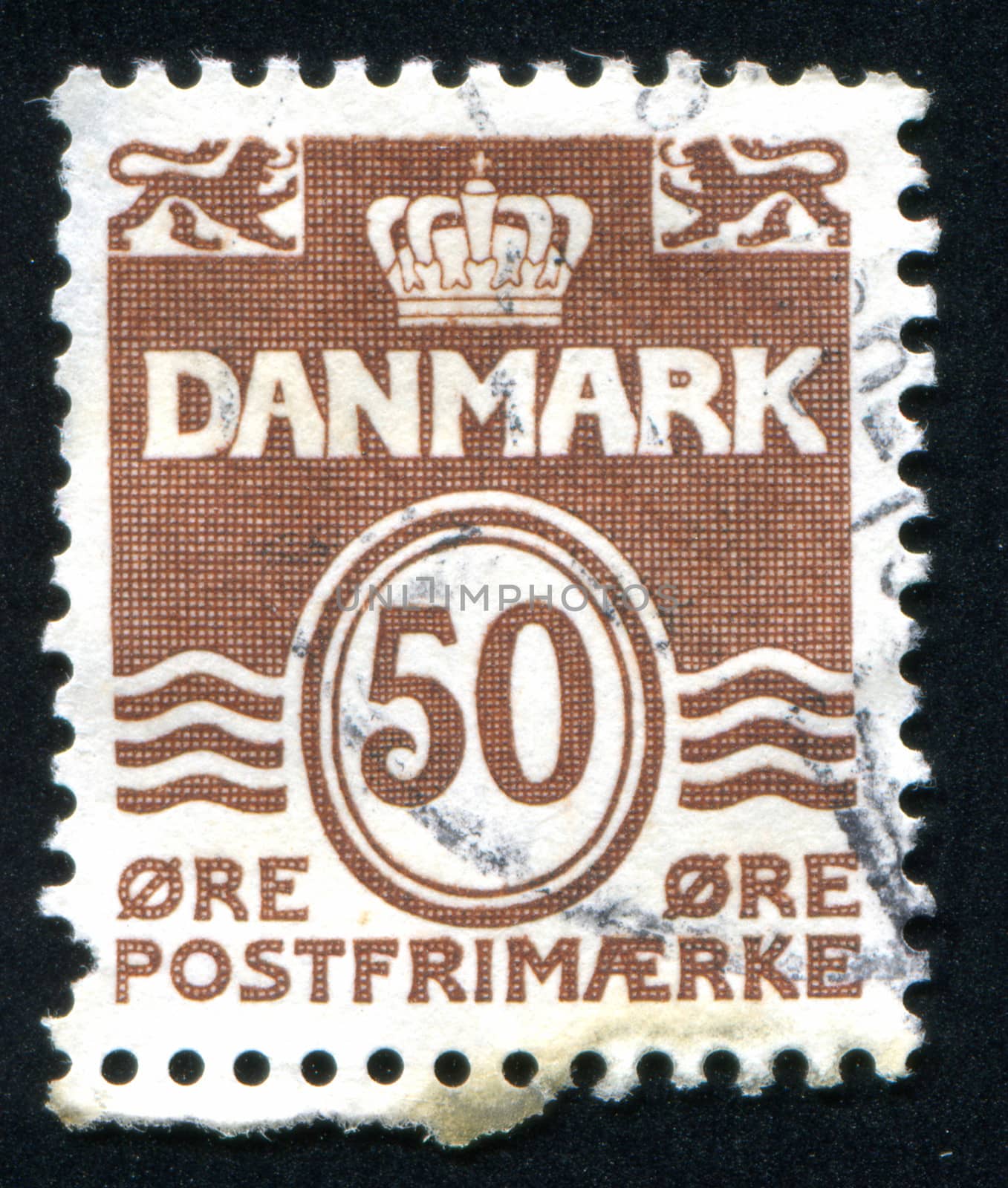 DENMARK - CIRCA 1961: stamp printed by Denmark, shows three wavy and symbol, circa 1961