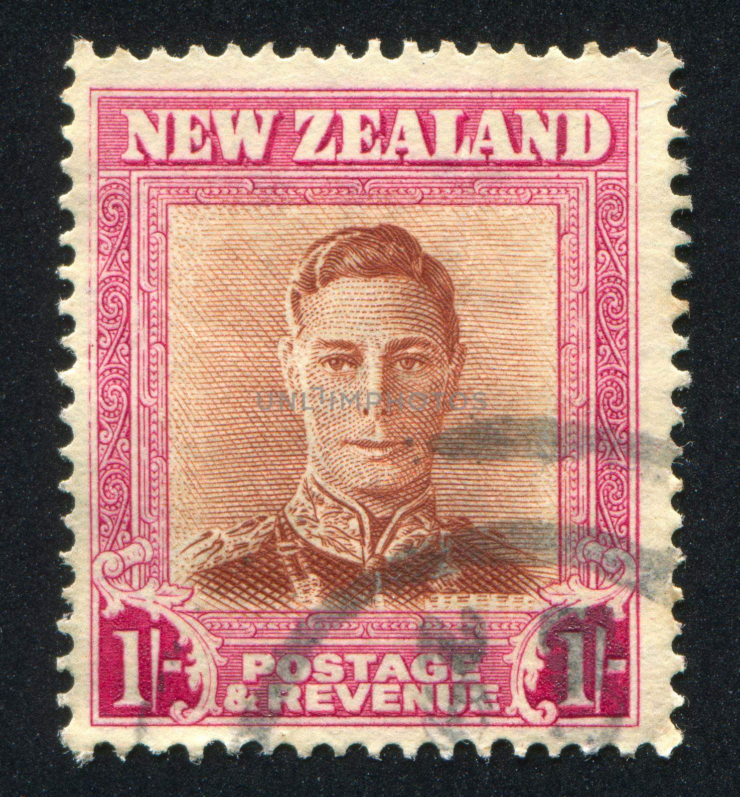 NEW ZEALAND - CIRCA 1944: stamp printed by New Zealand, shows King George VI, circa 1944