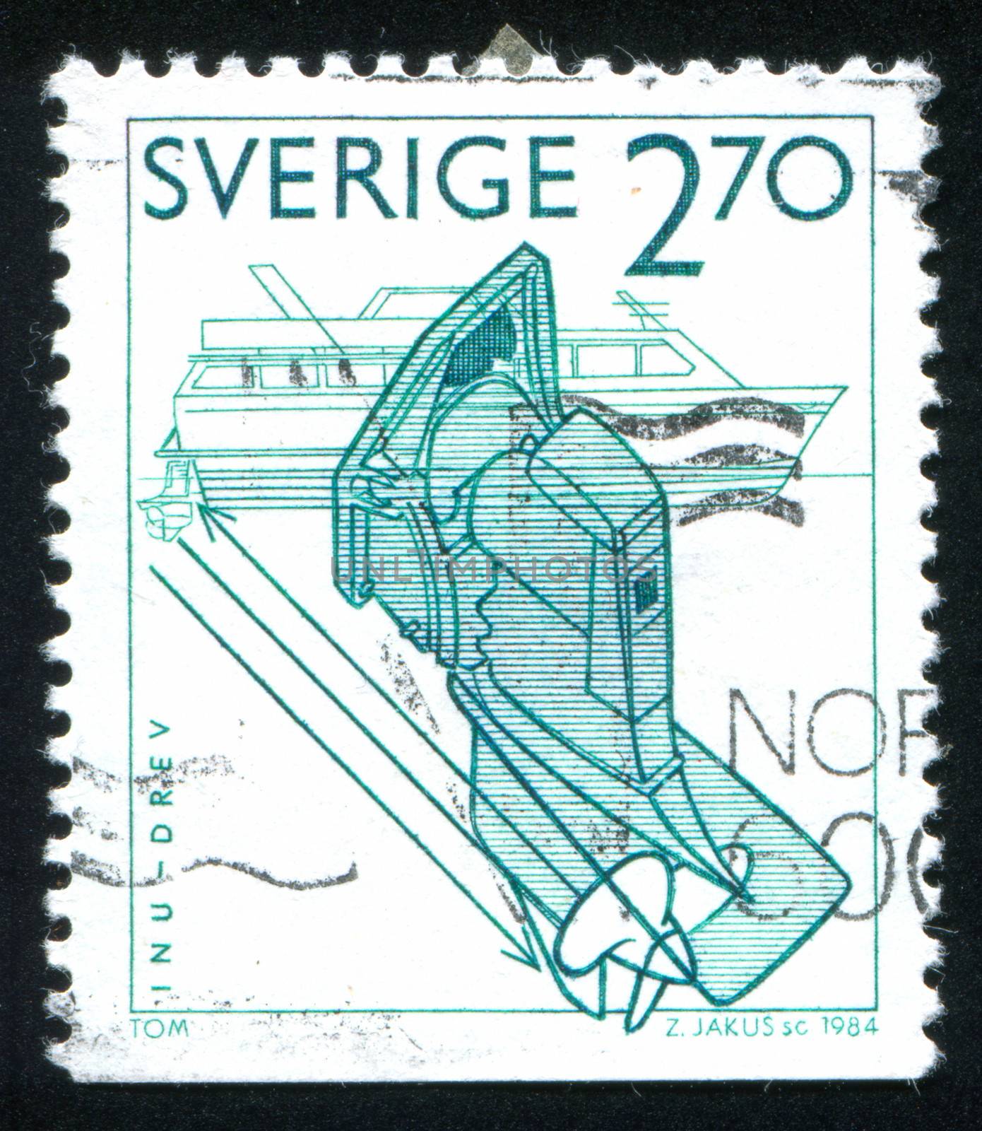 SWEDEN - CIRCA 1984: stamp printed by Sweden, shows Inboard-outboard
motor, circa 1984
