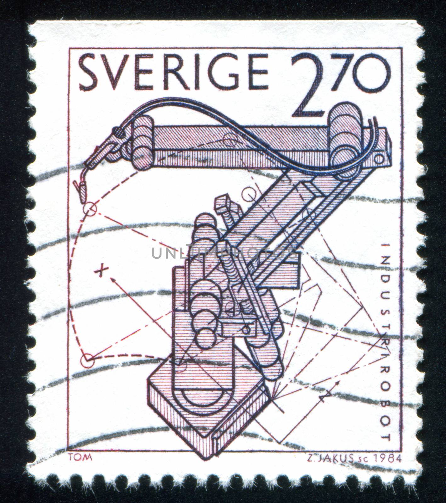 SWEDEN - CIRCA 1984: stamp printed by Sweden, shows Industrial robot, circa 1984