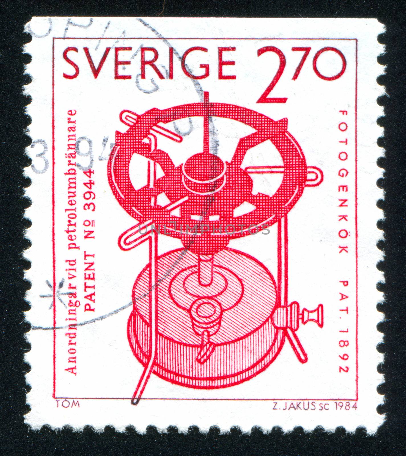 SWEDEN - CIRCA 1984: stamp printed by Sweden, shows Paraffin stove, F.W. Lindqvist, circa 1984