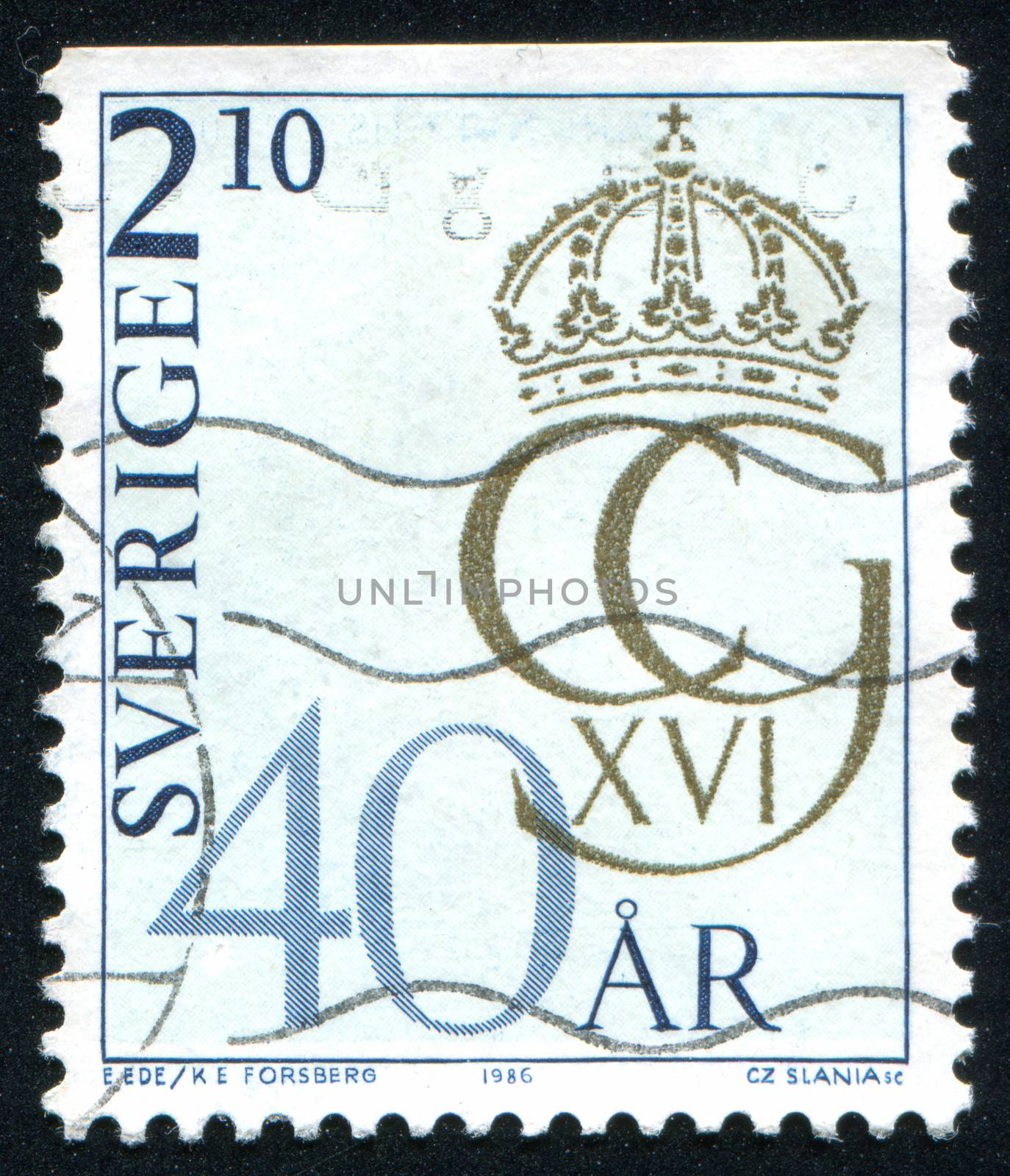SWEDEN - CIRCA 1986: stamp printed by Sweden, shows Royal Cipher, circa 1986