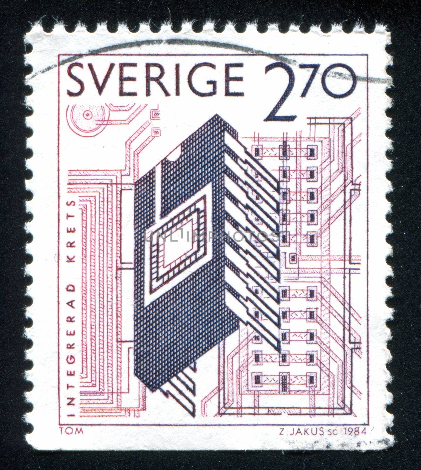 SWEDEN - CIRCA 1984: stamp printed by Sweden, shows SLIC integrated electronic circuit, circa 1984