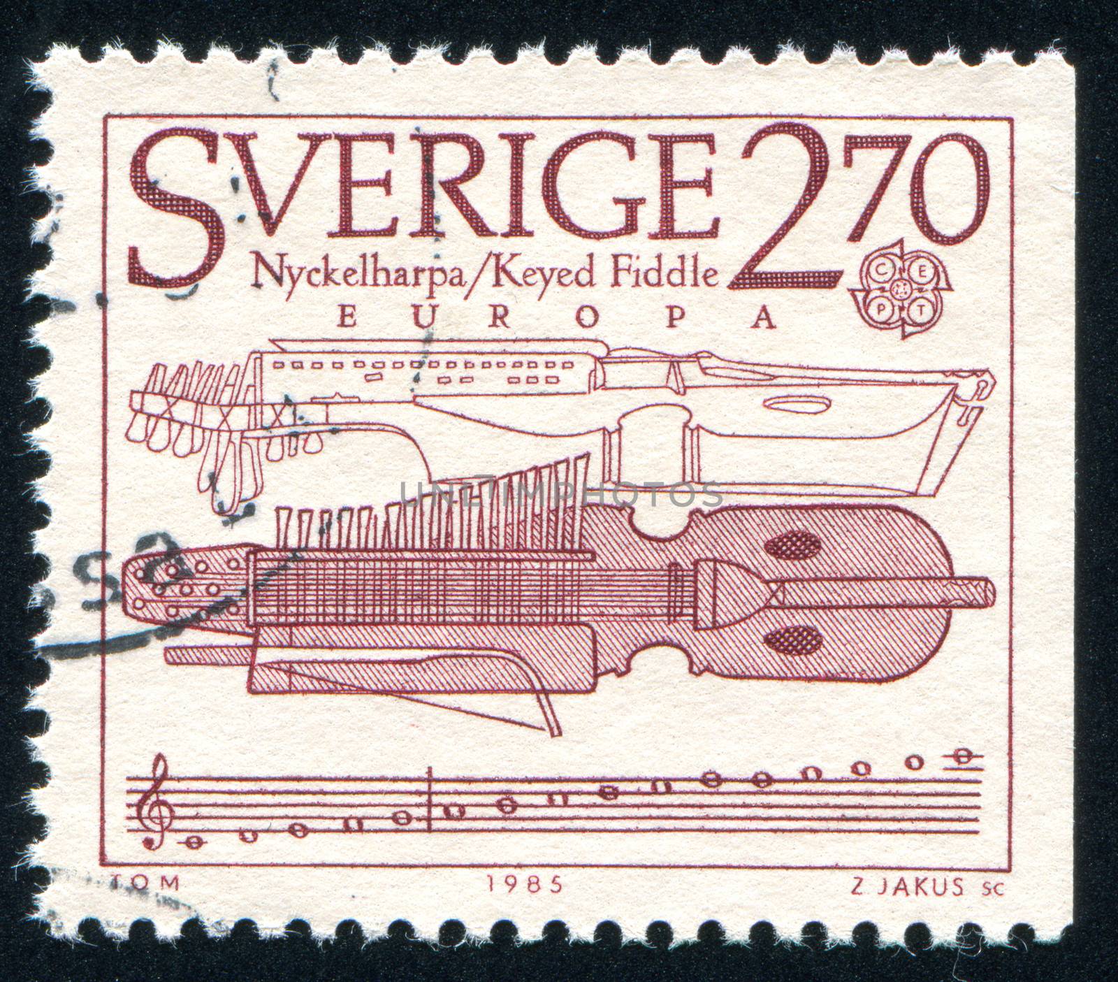 SWEDEN - CIRCA 1985: stamp printed by Sweden, shows Key Harp, circa 1985