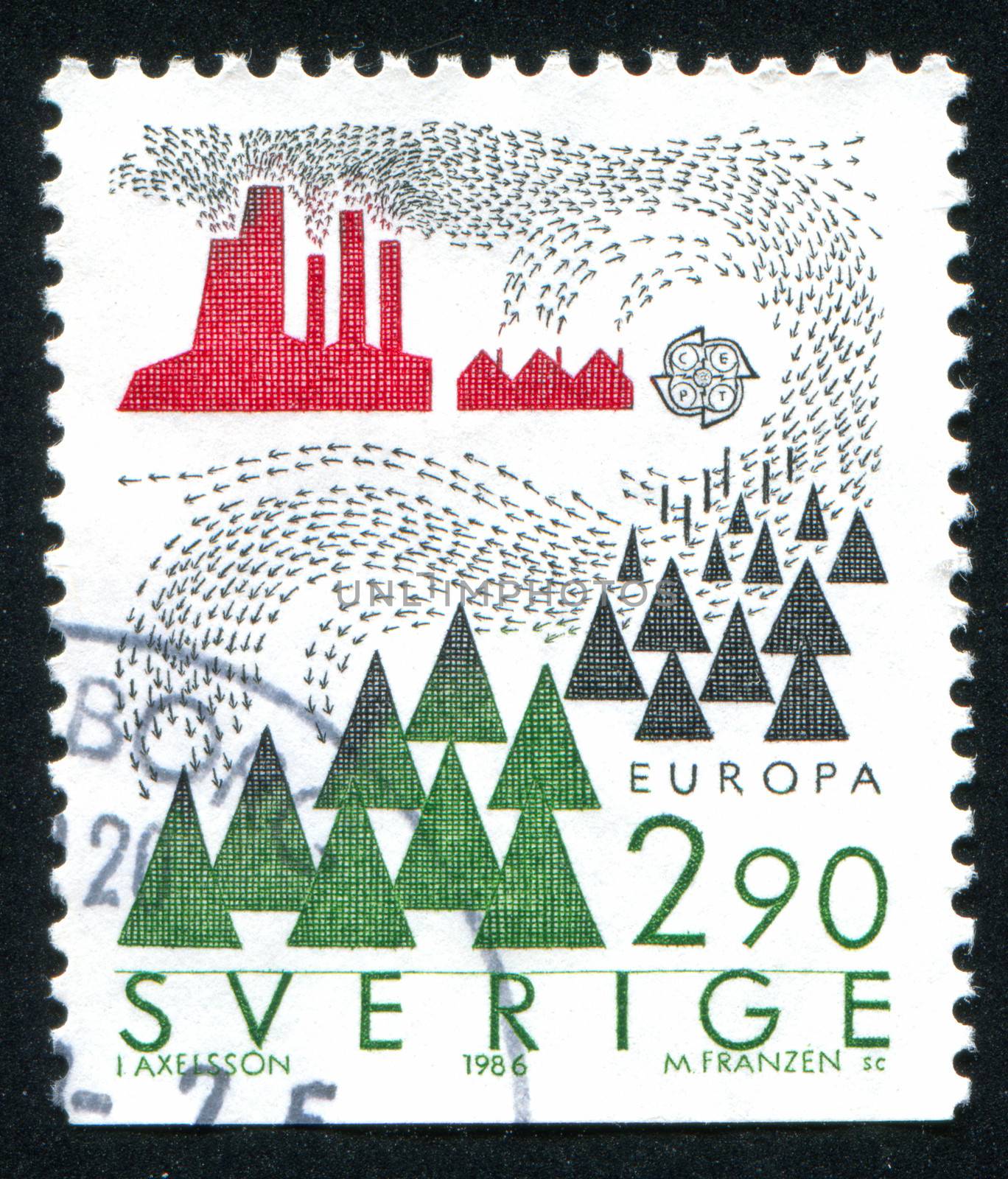 SWEDEN - CIRCA 1986: stamp printed by Sweden, shows Industrial pollutants, circa 1986