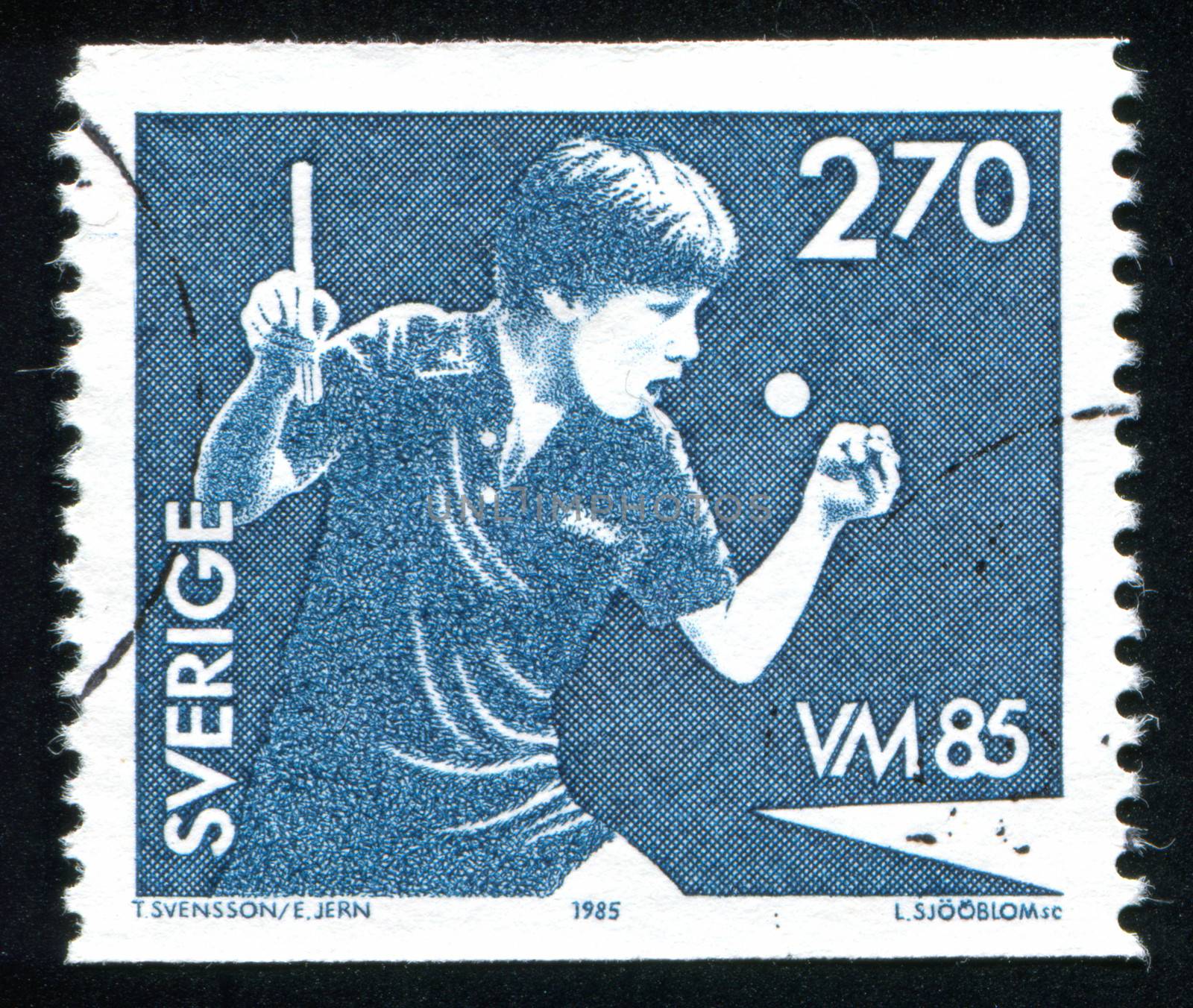 SWEDEN - CIRCA 1985: stamp printed by Sweden, shows Jan-Ove Waldner, circa 1985