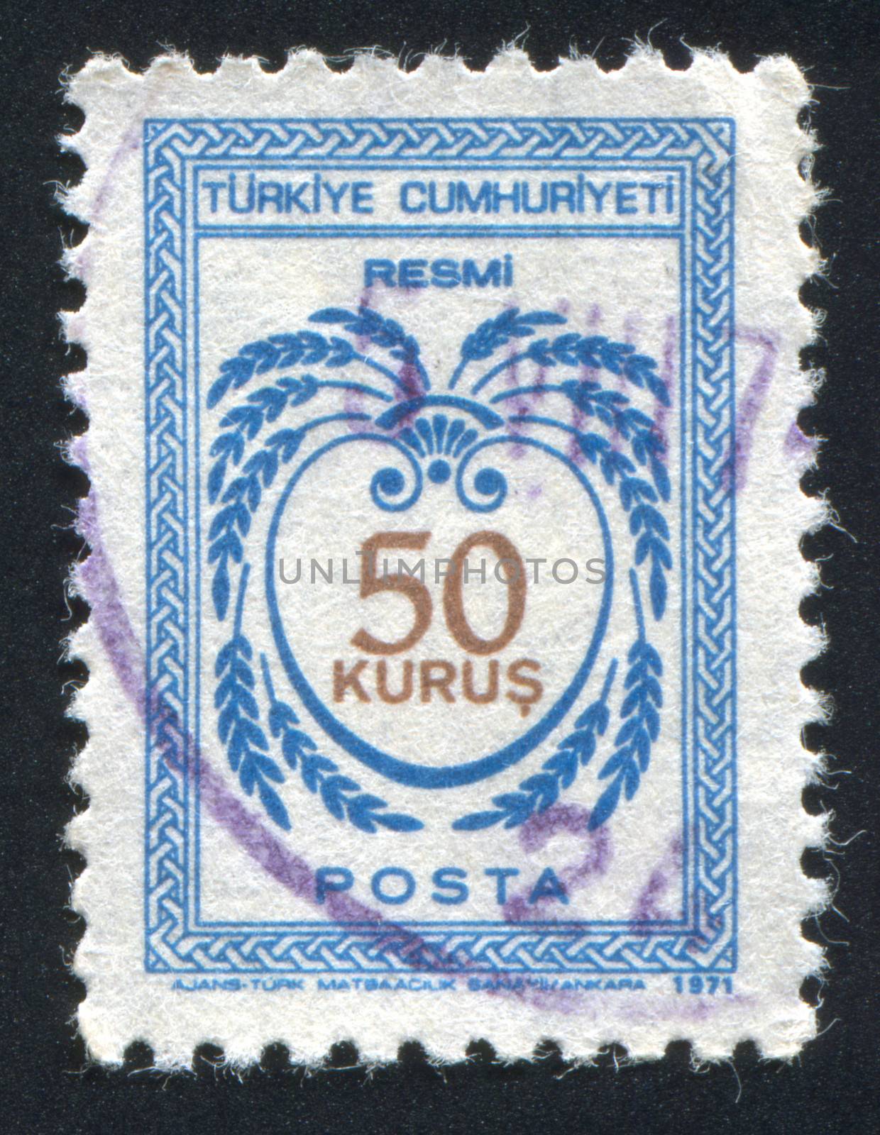 TURKEY - CIRCA 1971: stamp printed by Turkey, shows turkish pattern, circa 1971.