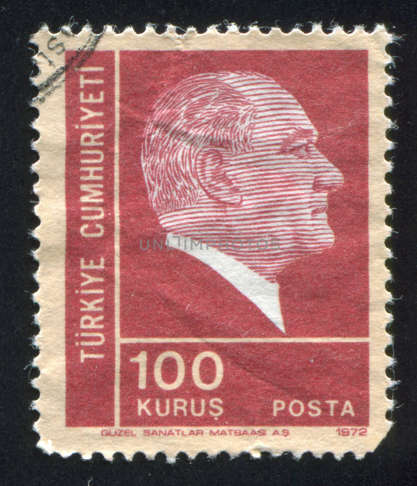 TURKEY - CIRCA 1972: stamp printed by Turkey, shows president Kemal Ataturk, circa 1972.