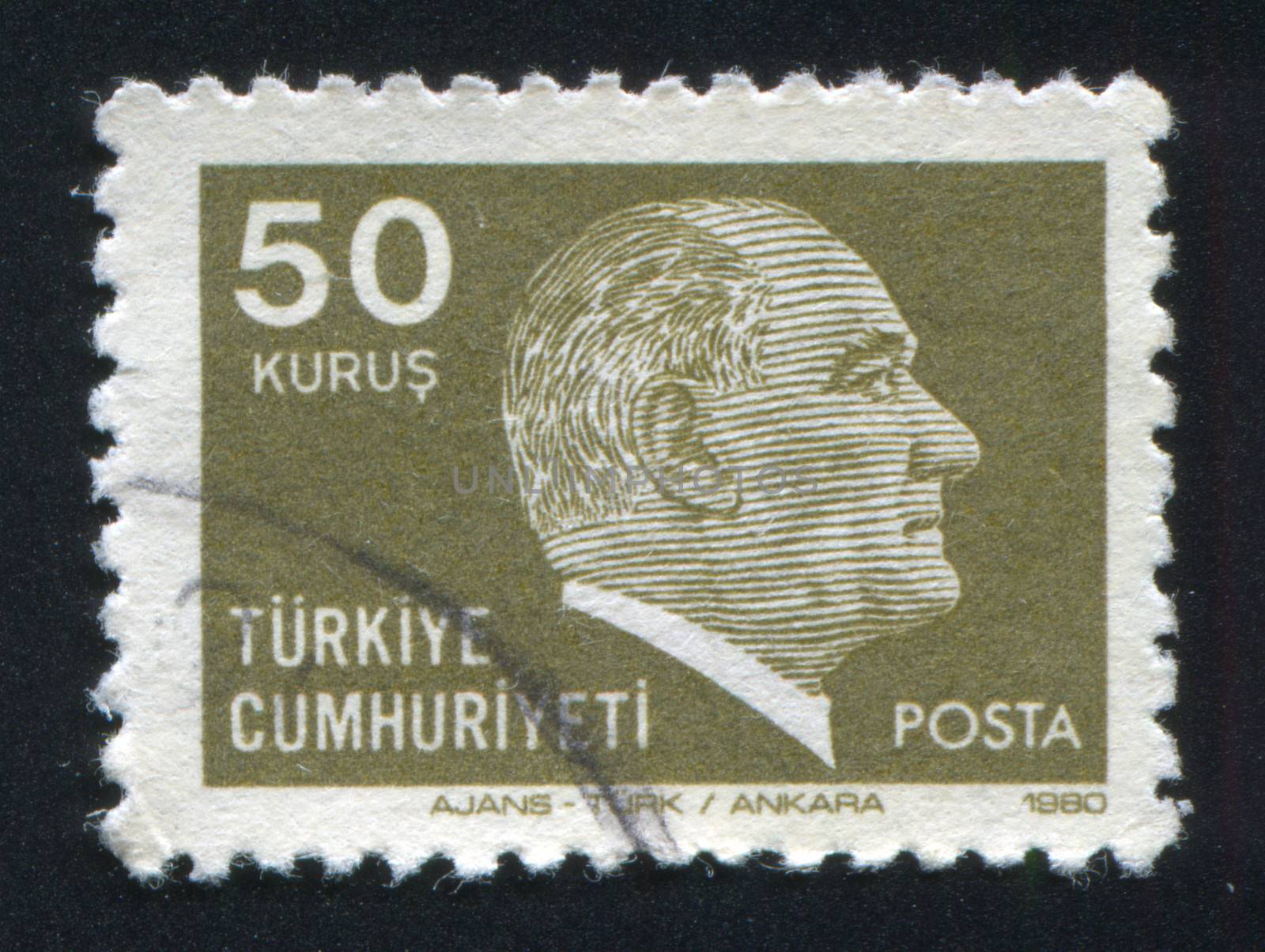 TURKEY - CIRCA 1979: stamp printed by Turkey, shows president Kemal Ataturk, circa 1979.