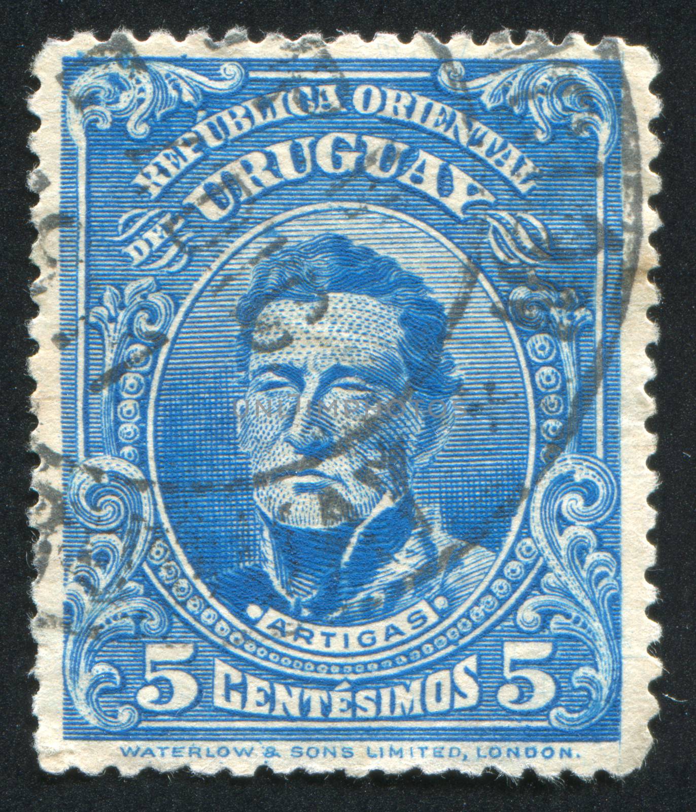 URUGUAY - CIRCA 1910: stamp printed by Uruguay, shows Jose Gervasio Artigas, circa 1910