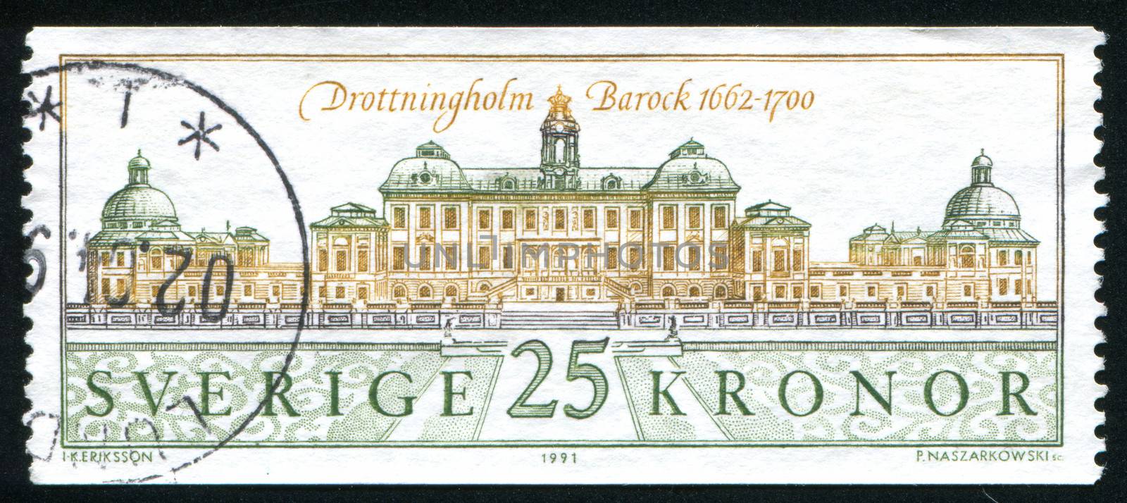 SWEDEN - CIRCA 1991: stamp printed by Sweden, shows Drottningholm Palace, circa 1991