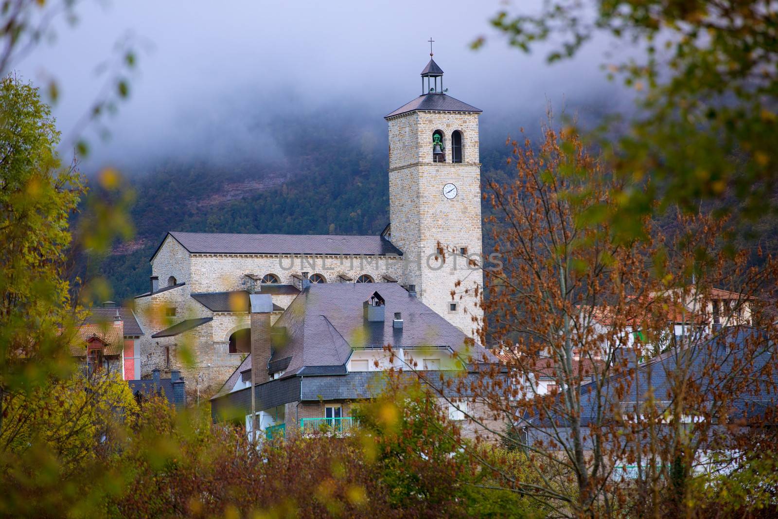 Biescas village in Huesca Aragon Pyrenees of Spain by lunamarina