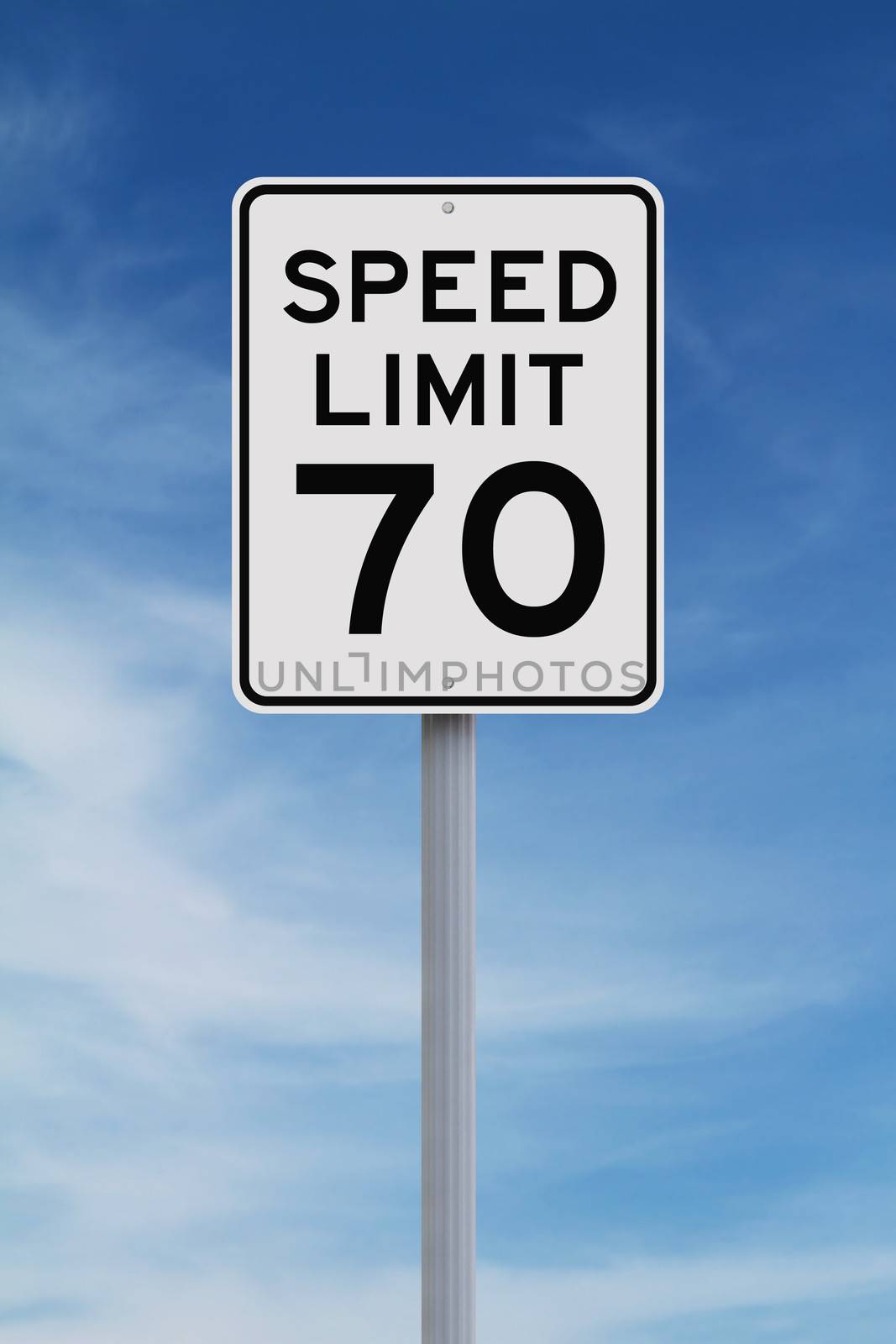 A speed limit sign indicating seventy