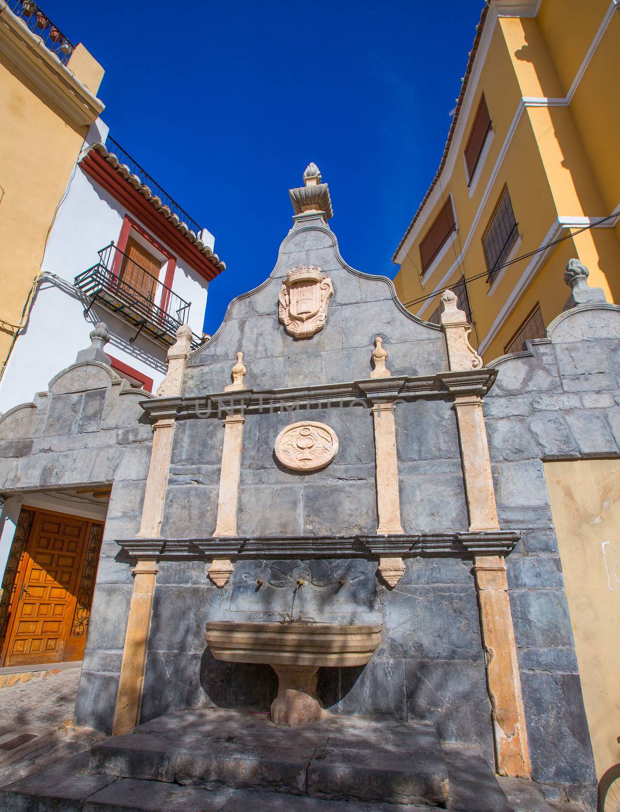 Jerica Castellon village fountain in Alto Palancia of Spain Valencian Community