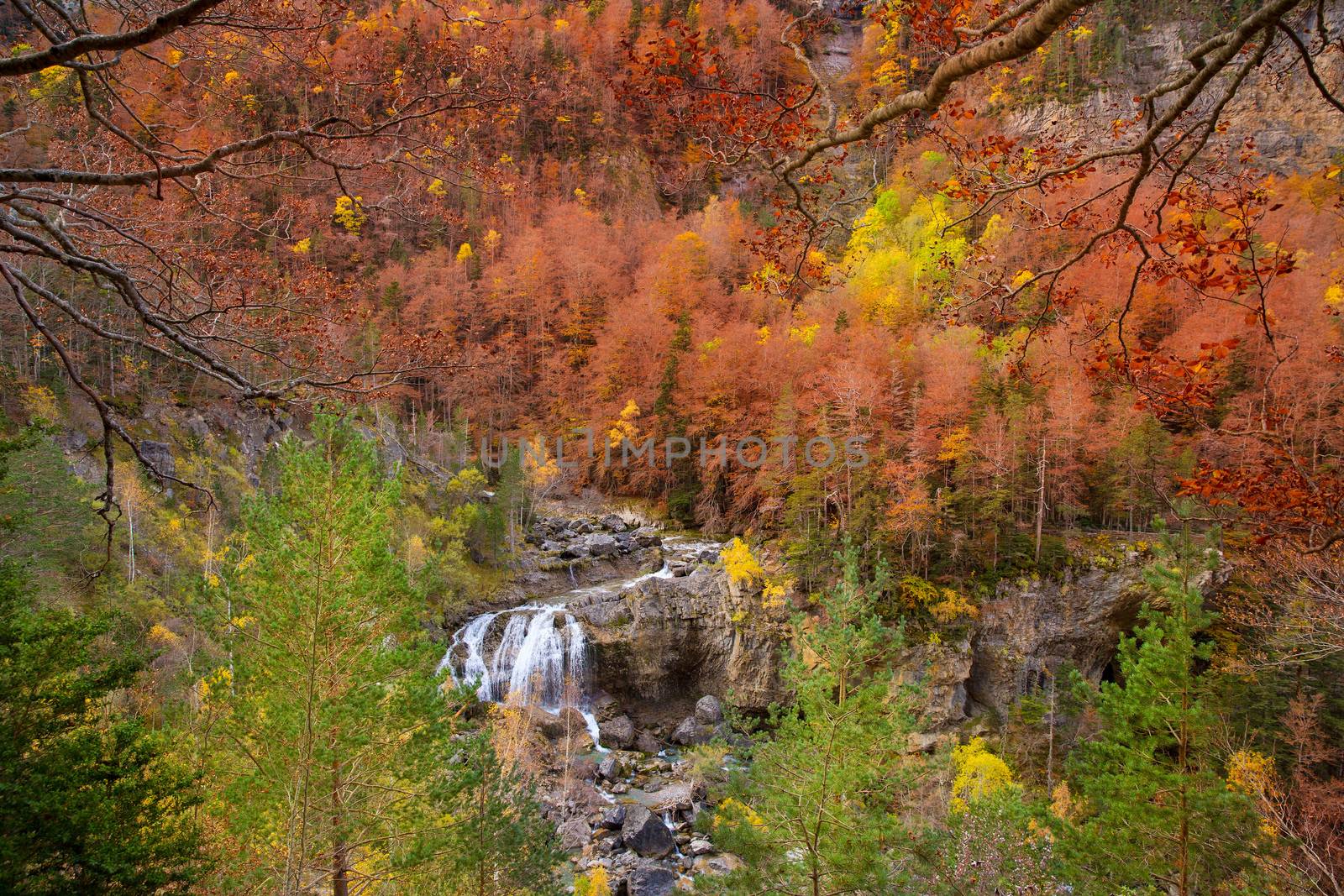 Cascada de Arripas waterfall in Ordesa valley Pyrenees Huesca by lunamarina