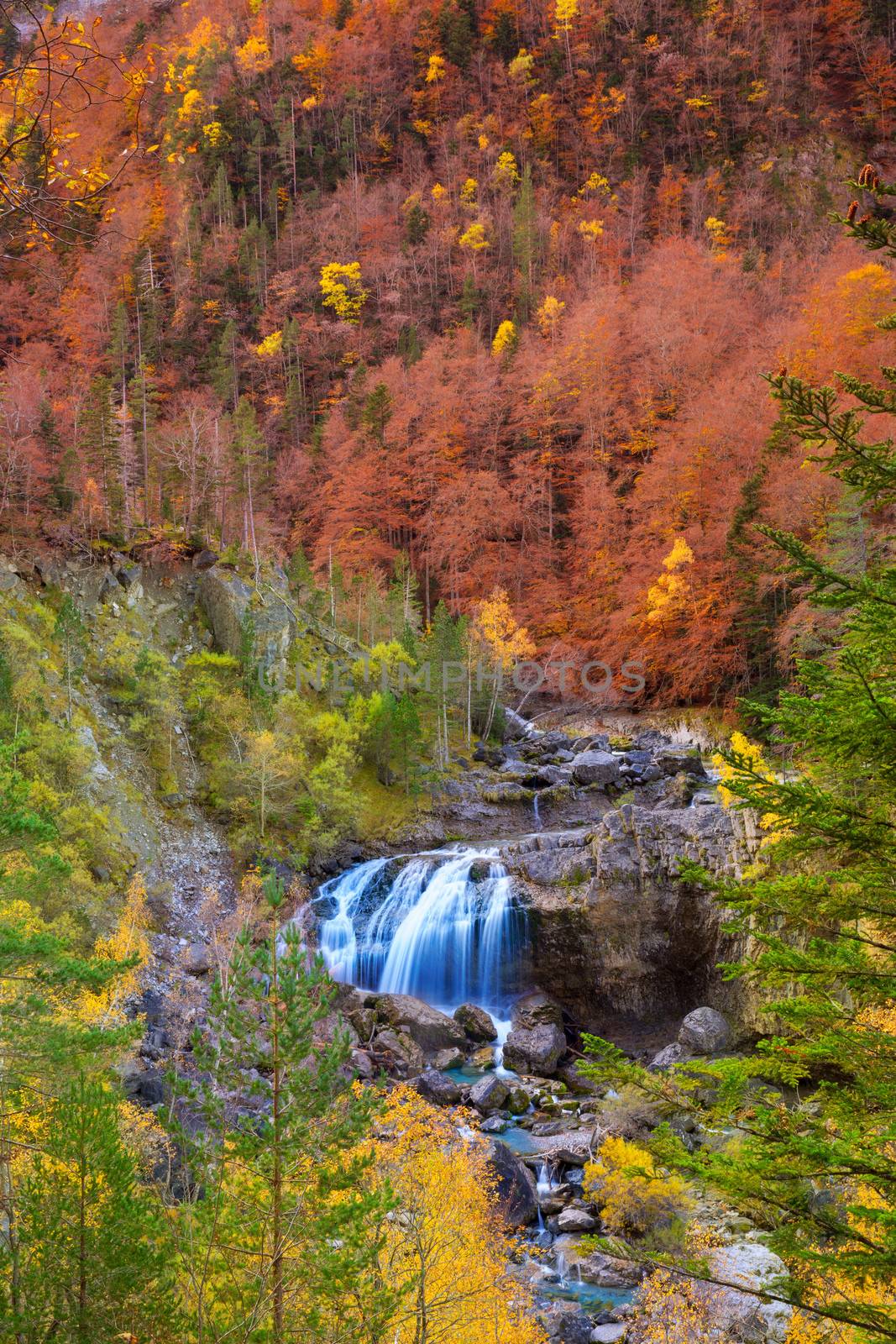 Cascada de Arripas waterfall in Ordesa valley Pyrenees Huesca by lunamarina