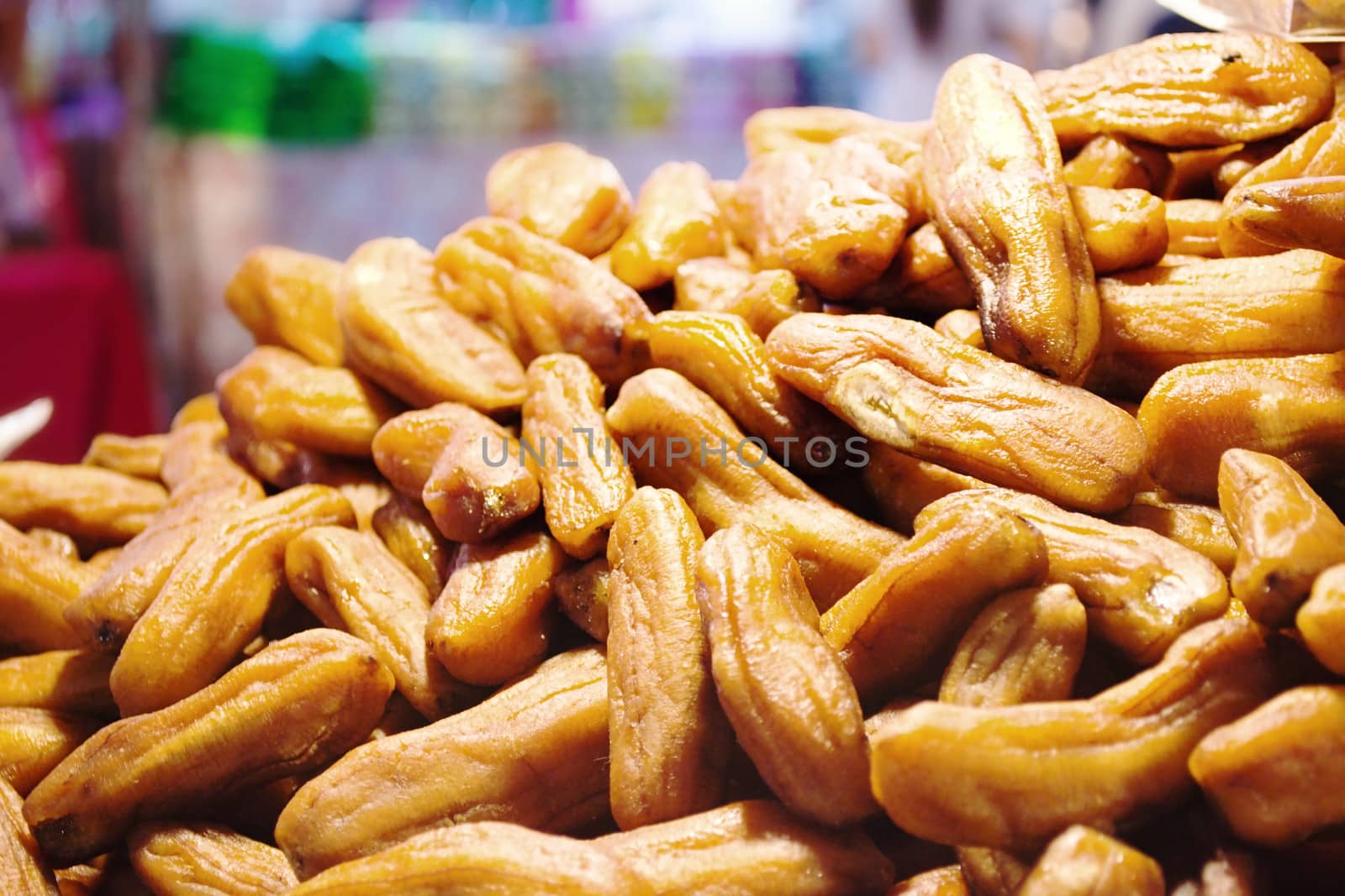 Dried banana were placed in the market.