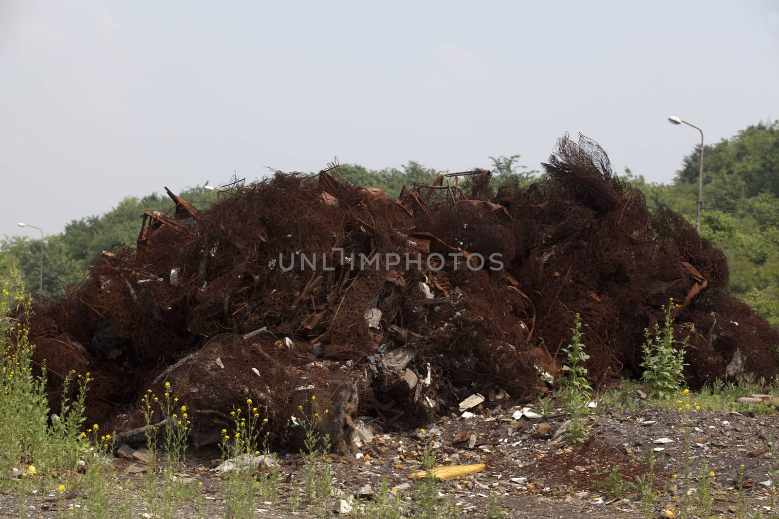 Huge pile of scrap metal junk