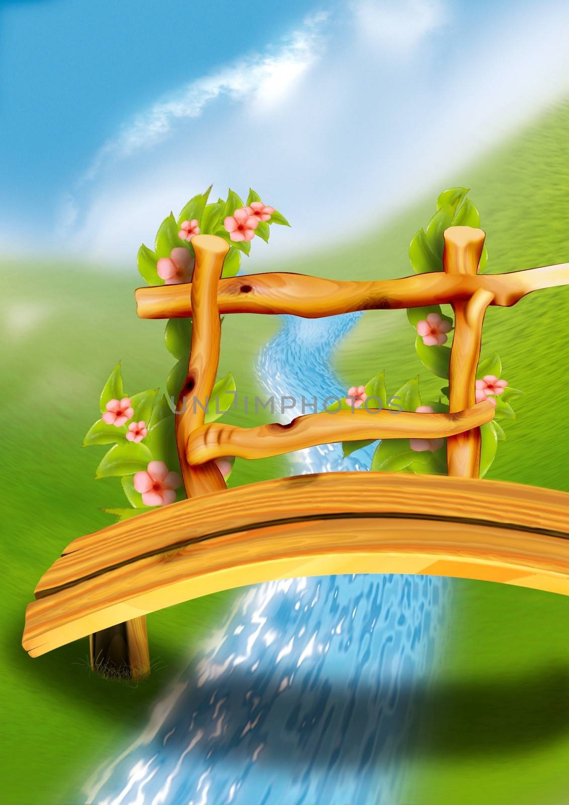 Wooden Footbridge - Background Illustration