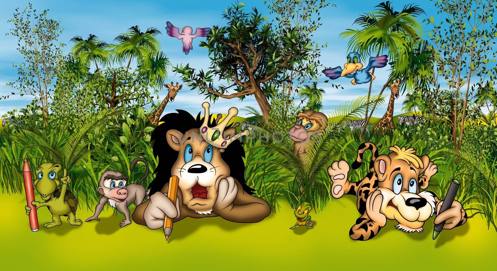 Animals Artists - Cartoon Background Illustration