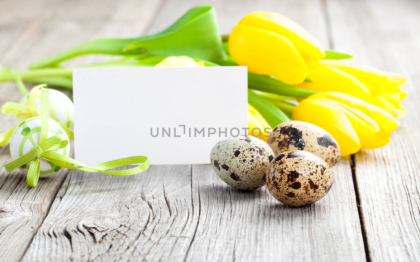 Easter eggs on wooden background