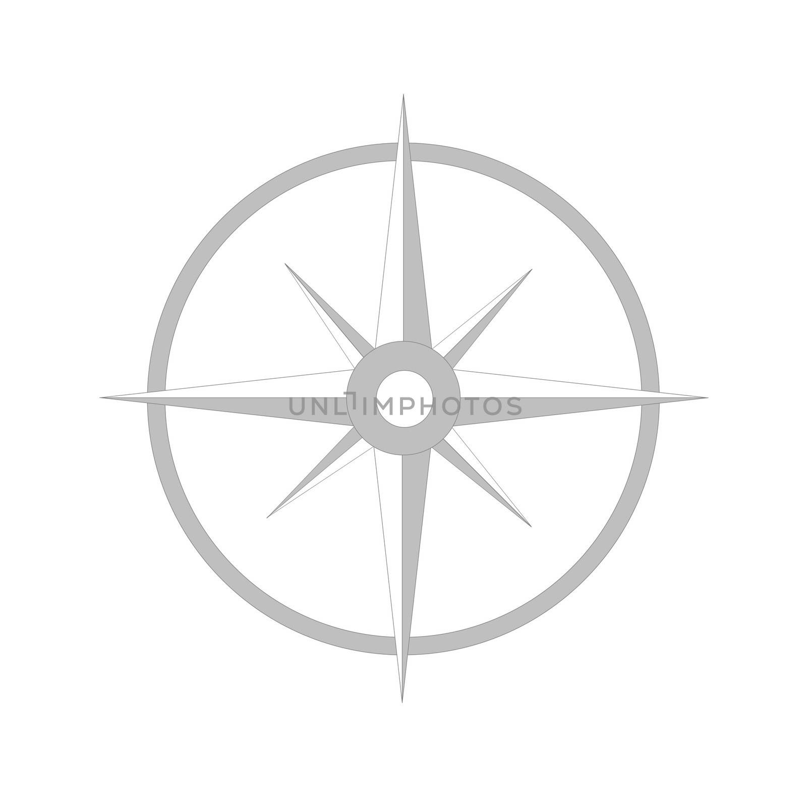 Simple grey compass isolated in white background